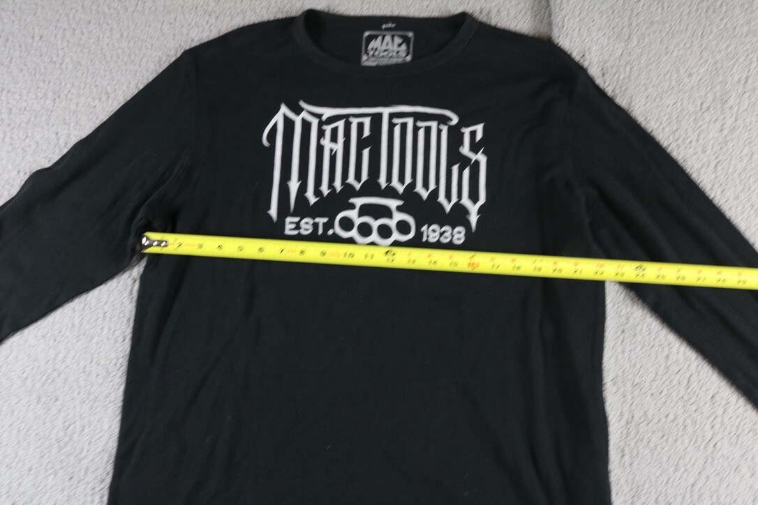 Mac Tools Black 2XL Graphic Print Thermal Henley Vintage Pull Over Mechanic