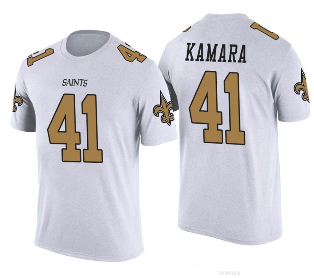 New Orleans Saints Unisex Alvin Kamara White Color Rush Game Day Jersey T-shirt
