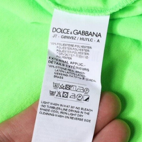 DOLCE & GABBANA T-shirt Green Logo Polyester Crew Neck Men IT48/US38/M 600usd