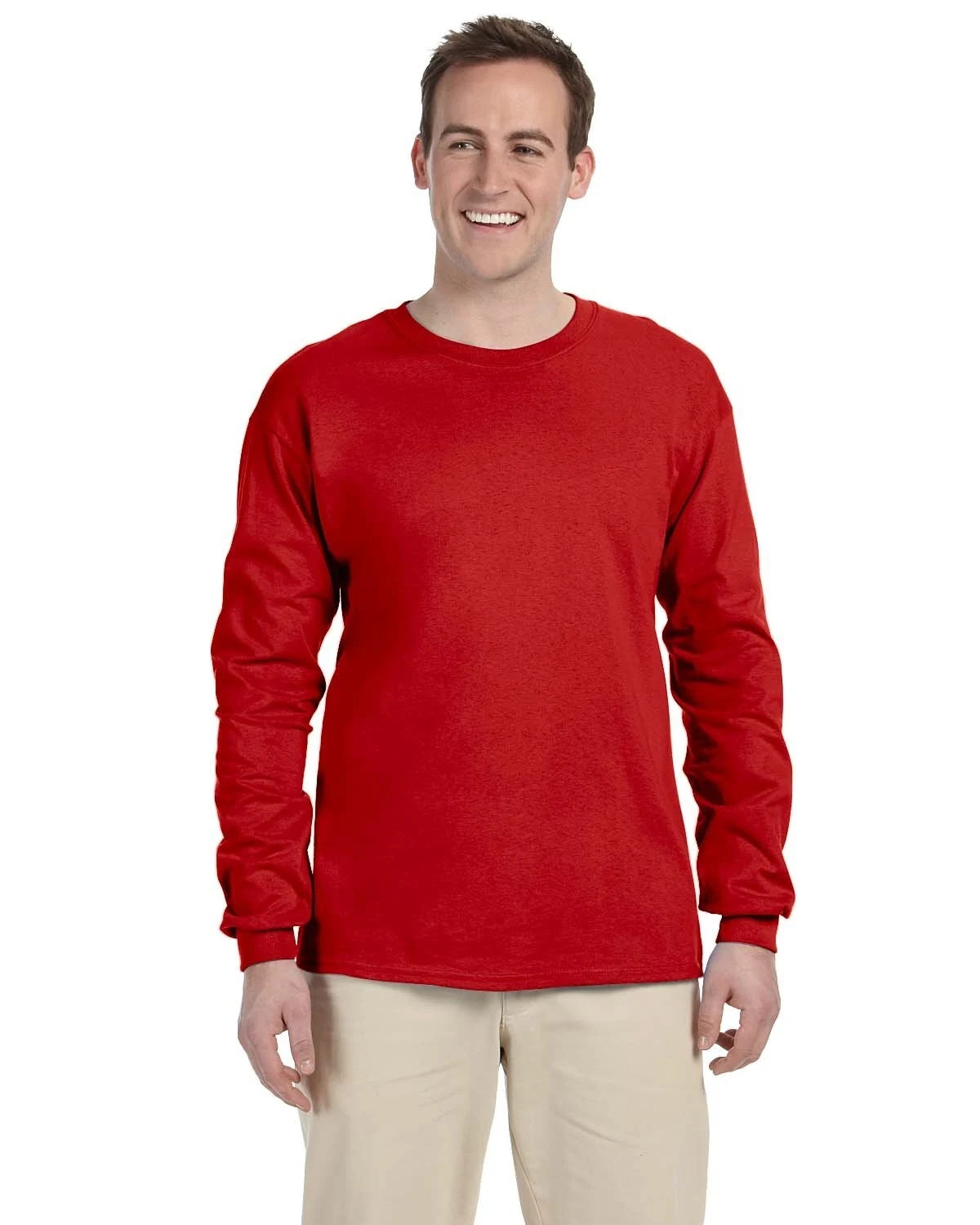 Gildan G240 Men’s Ultra Preshrunk Cotton Crew Neck Long Sleeve Tee Top T-Shirt