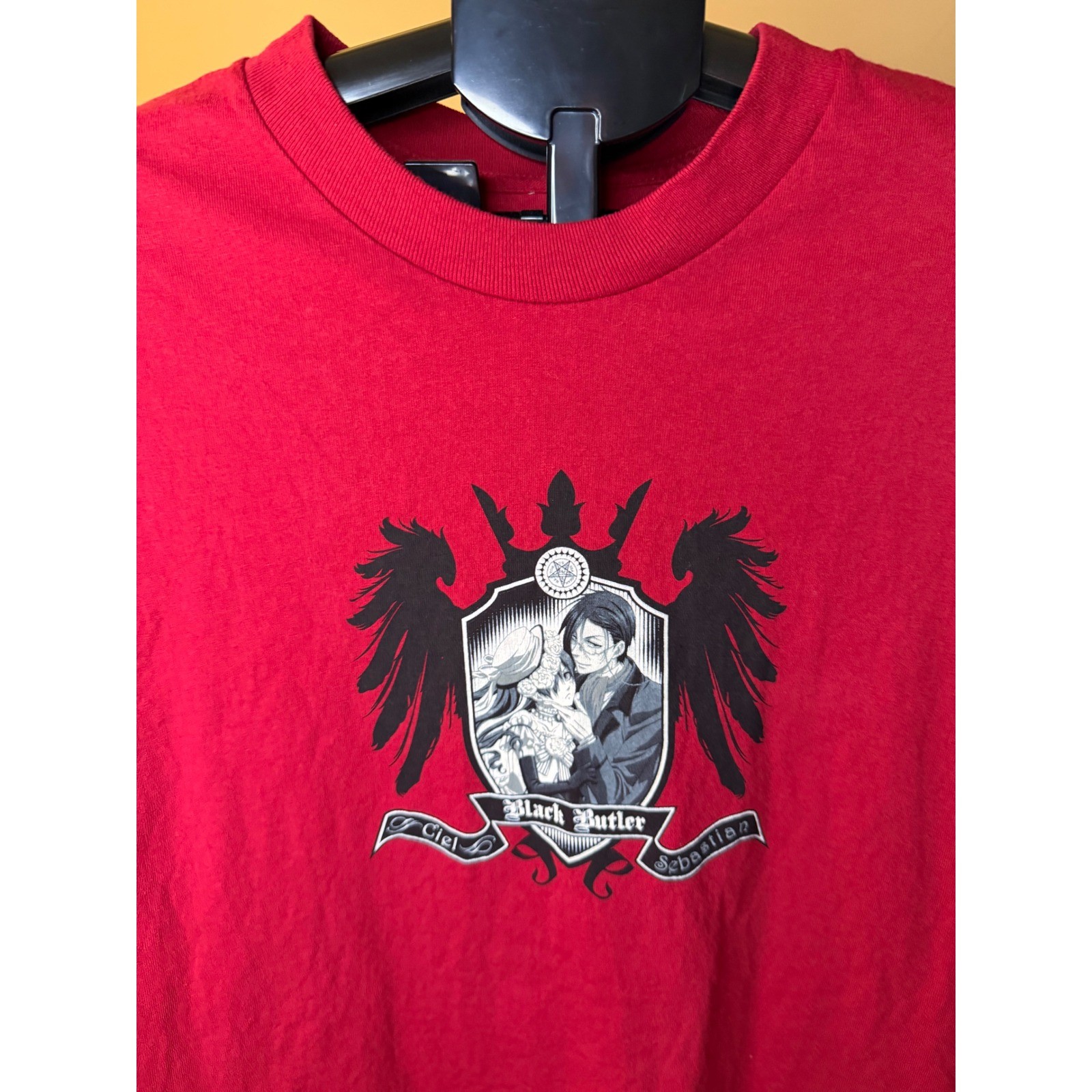 Black Butler Ciel Sebastian Graphic T-Shirt Red Mens Large Anime Manga Tee