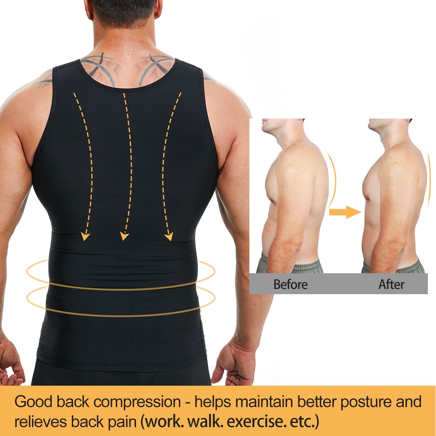 Mens Slimming Vest Abs Abdomen Compression Shirt Workout Tank Tops Body Shaper