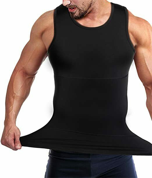 Men Compression Shirt Shapewear Slimming Body Shaper Vest Undershirt Tank Top US