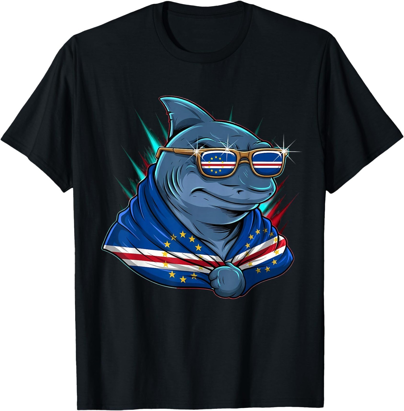 Cape Verde Flag Shark Cape Verdean Roots Cabo Verde Kid Adult Coton TShirt