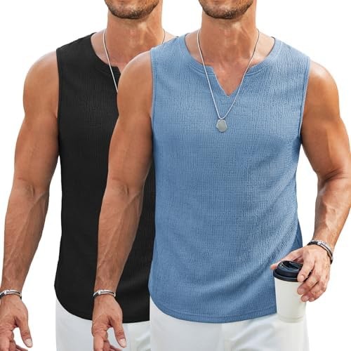 Tee Men’s Polyester Blend Size S Black/Blue V-Neck Regular Fit Sleeveless
