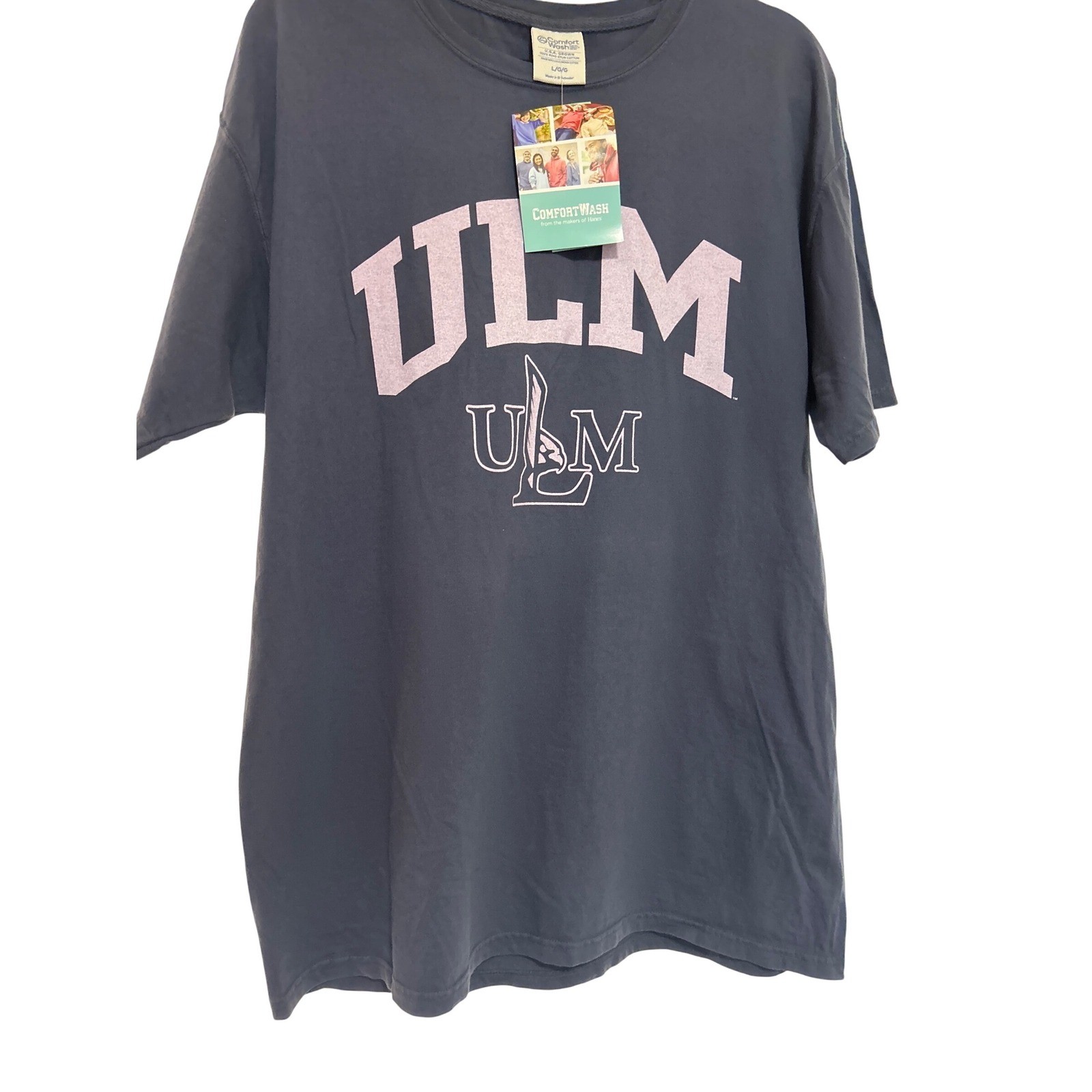 ComfortWash Hanes ULM University of Louisiana Monroe T-Shirt Gray Large GDH100