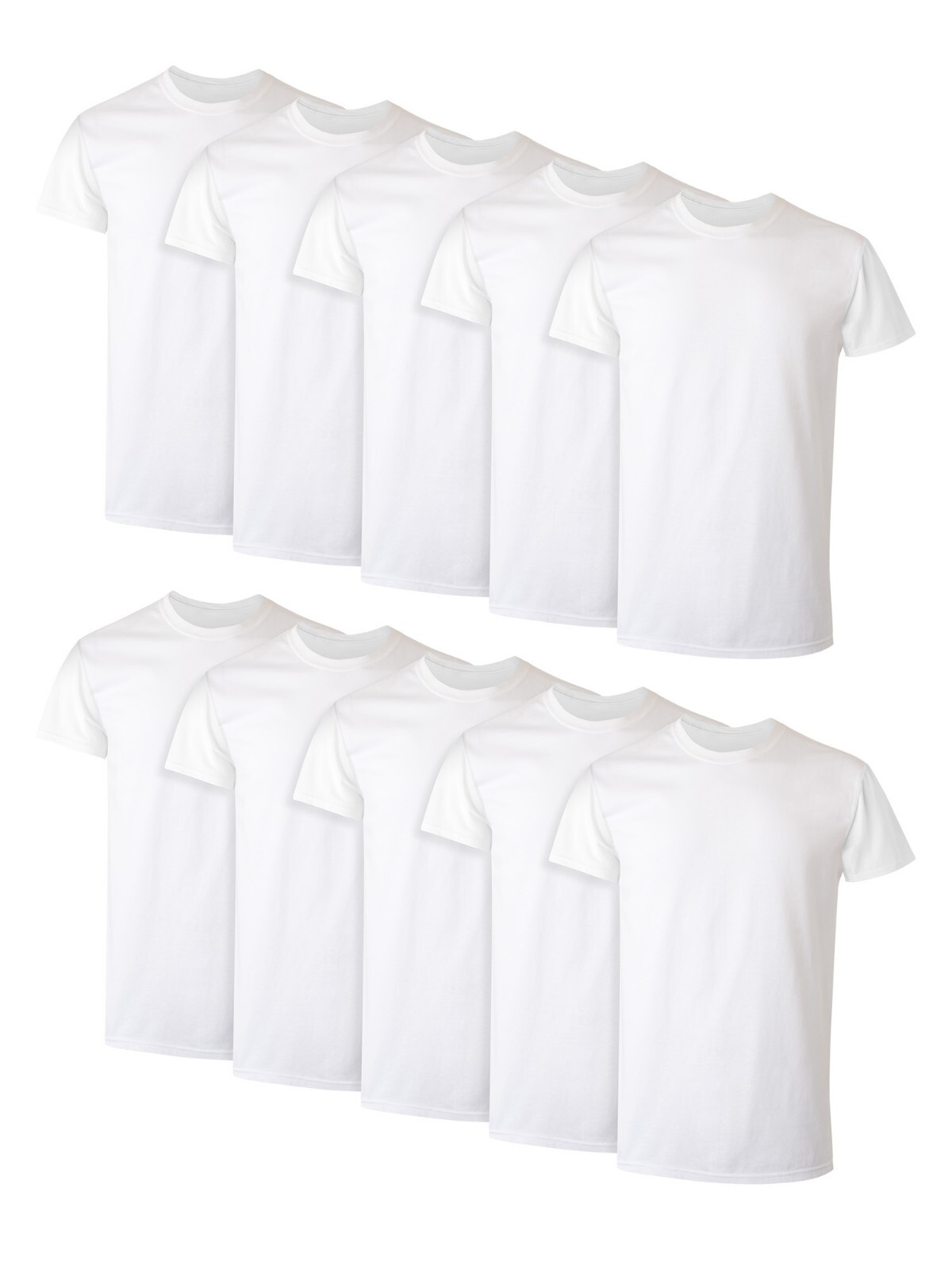 10 Pack Hanes Men’s White Crew T-Shirt Super Value Cotton Size S-3XL