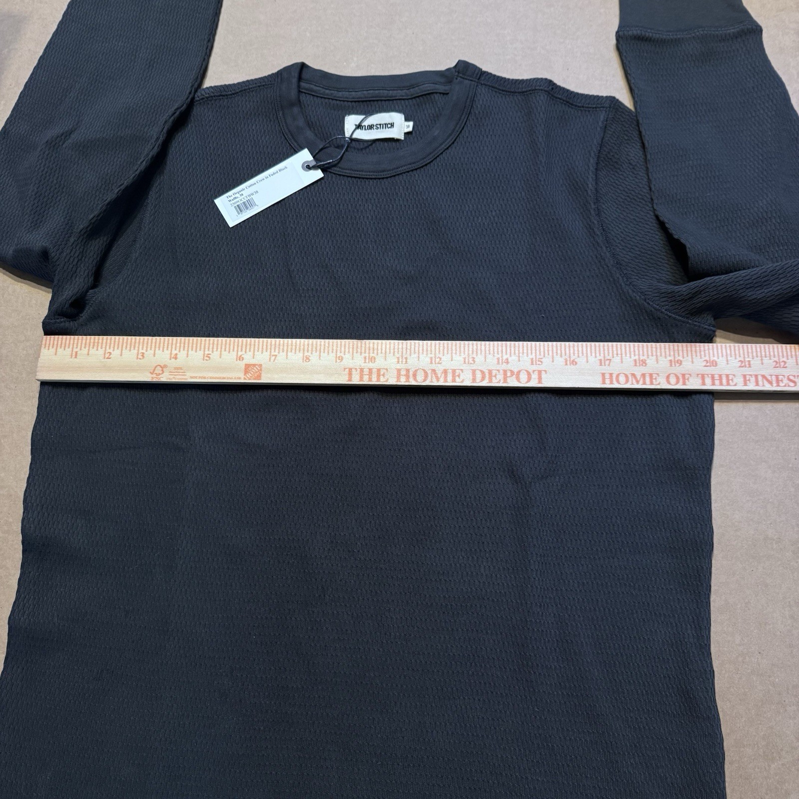 Taylor Stitch The Organic Cotton Crew in Faded Black Waffle 38 Small New