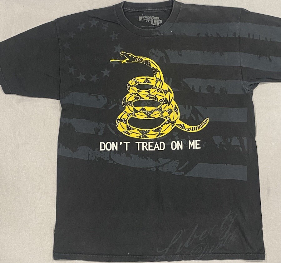 Ranger Up Men’s Shirt L Black Don’t Tread On Me Flag Snake Patriotic America USA