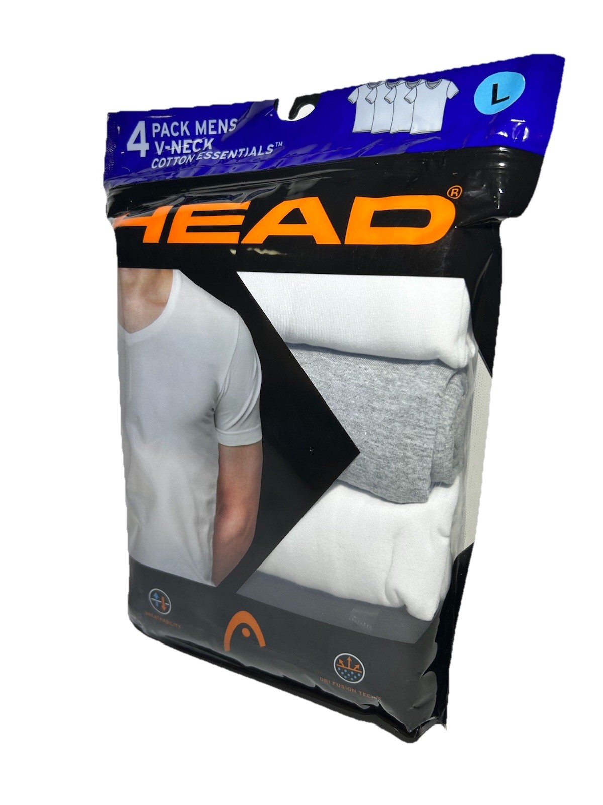 New Head Men’s 4 Pack V-Neck Cotton Essential Soft Cotton T-Shirts Size S and L