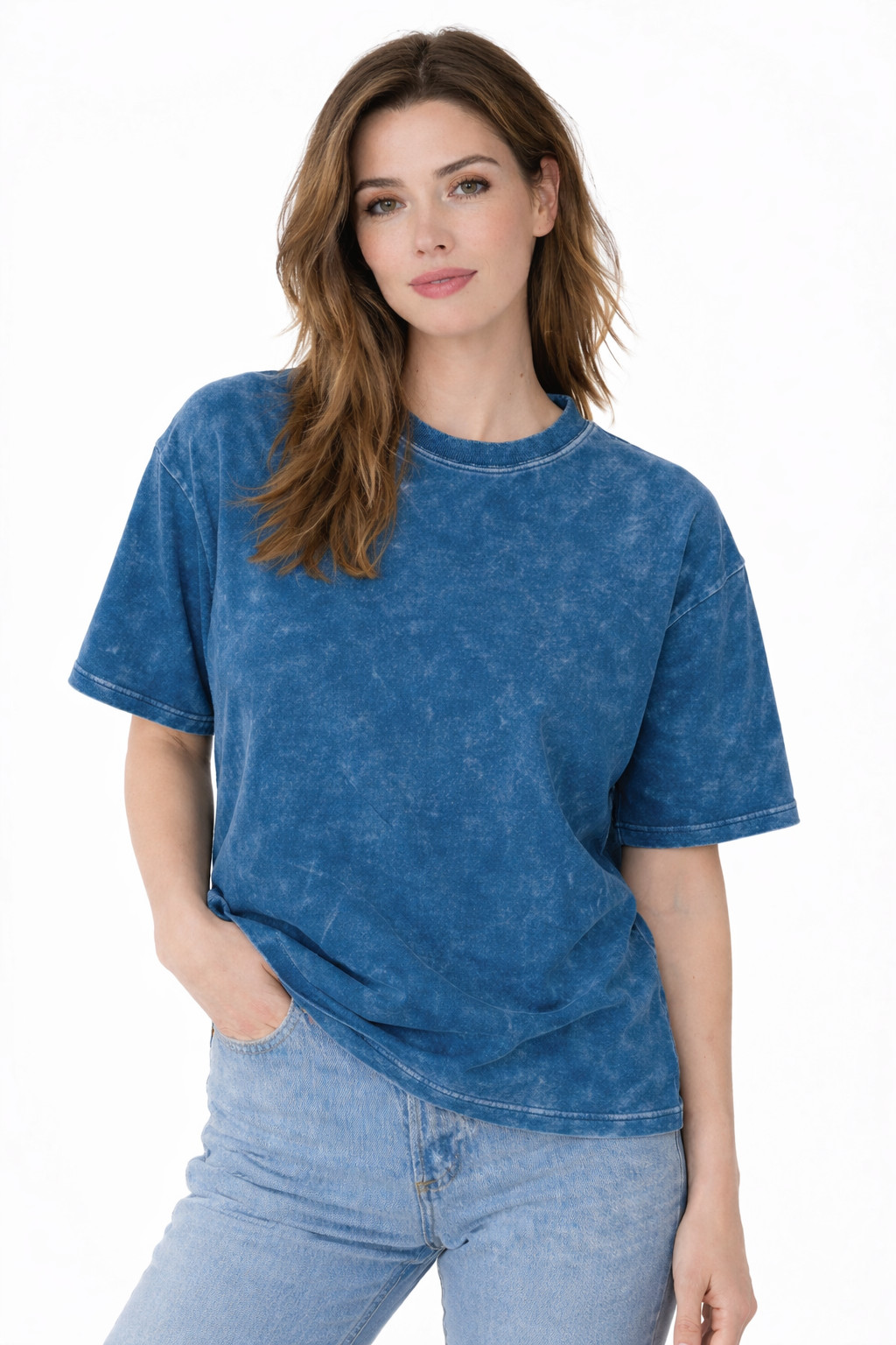 6 PK Unisex Men  Women Acid / stone Wash T-Shirts cotton multicolour ( M )