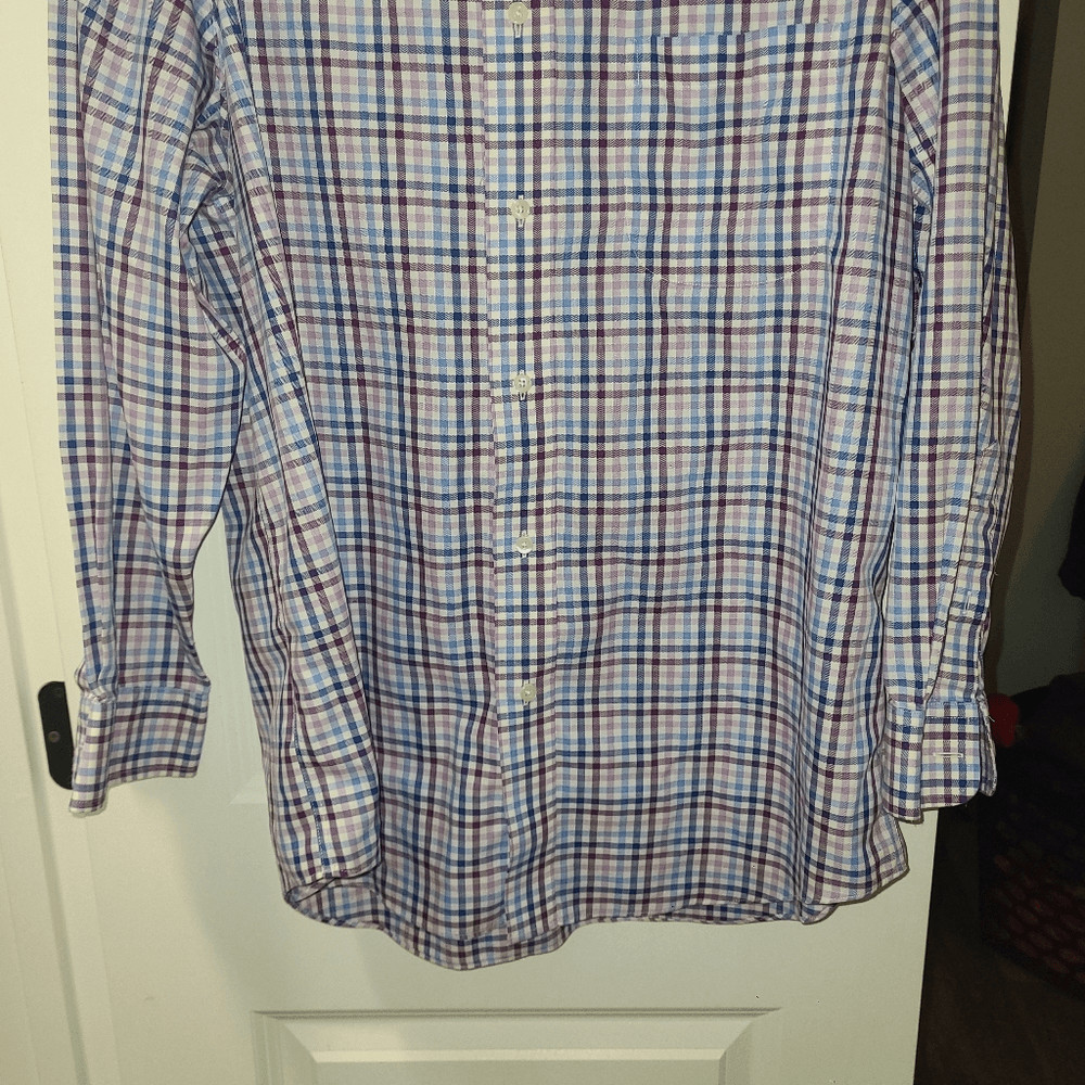 Croft & Borrow Purple Plaid Non Iron Men’s Button Down