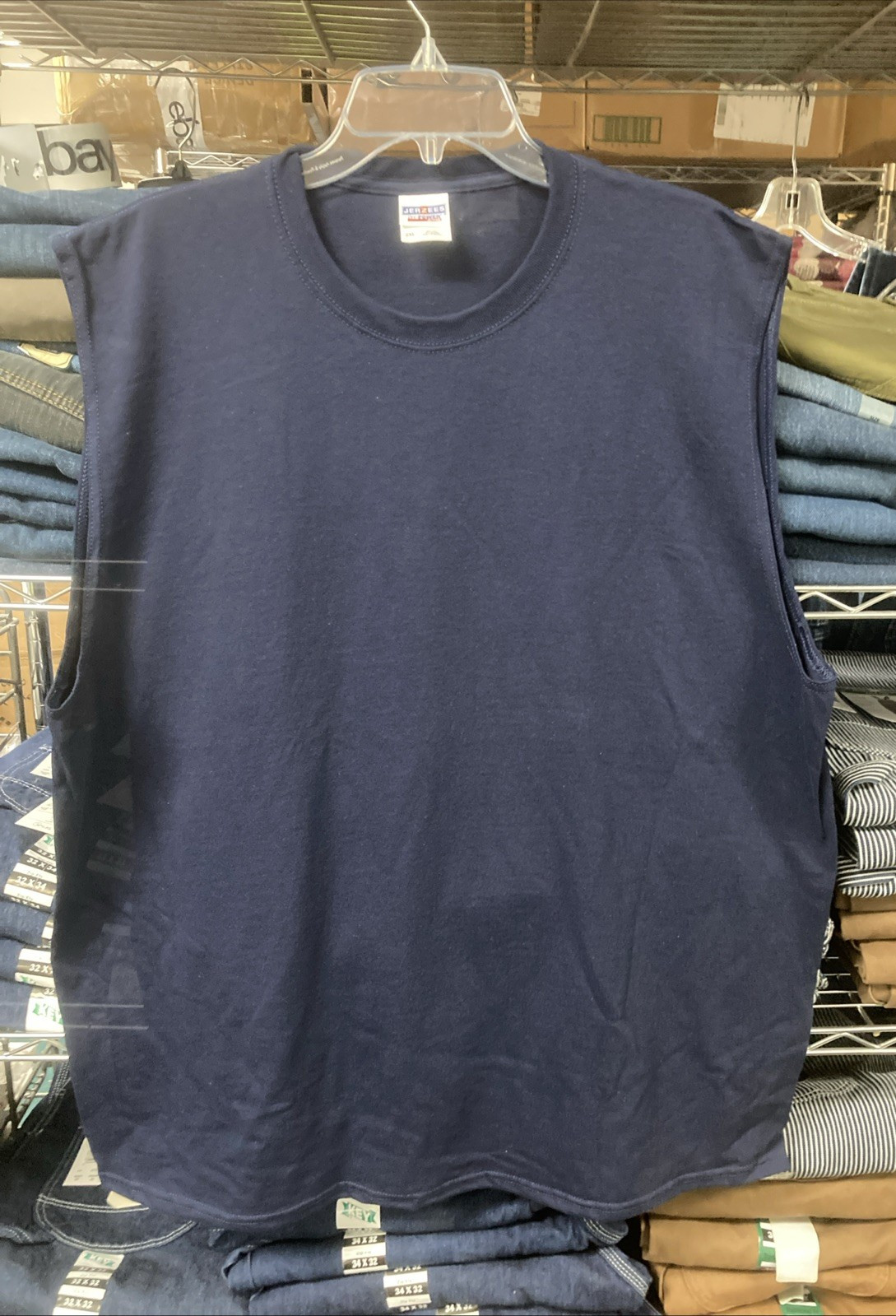 JERZEES Dri-POWER Men’s Sleeveless/Muscle T-Shirt, 2XL(50-52), Navy, Free Ship