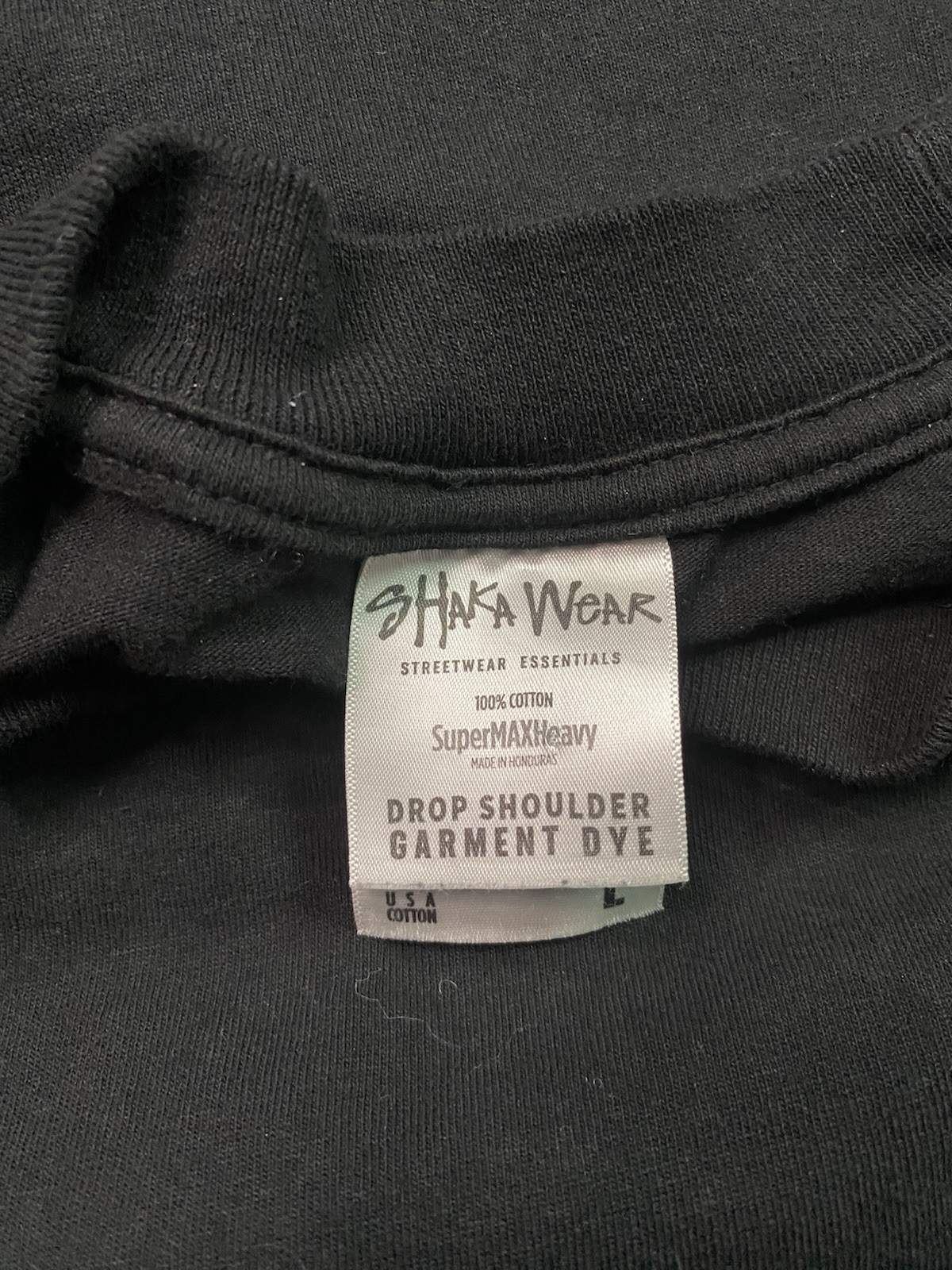 Shaka Wear Super Max Heavy Drop Shoulder Tee Black Garment Dye L Streetwear NWOT