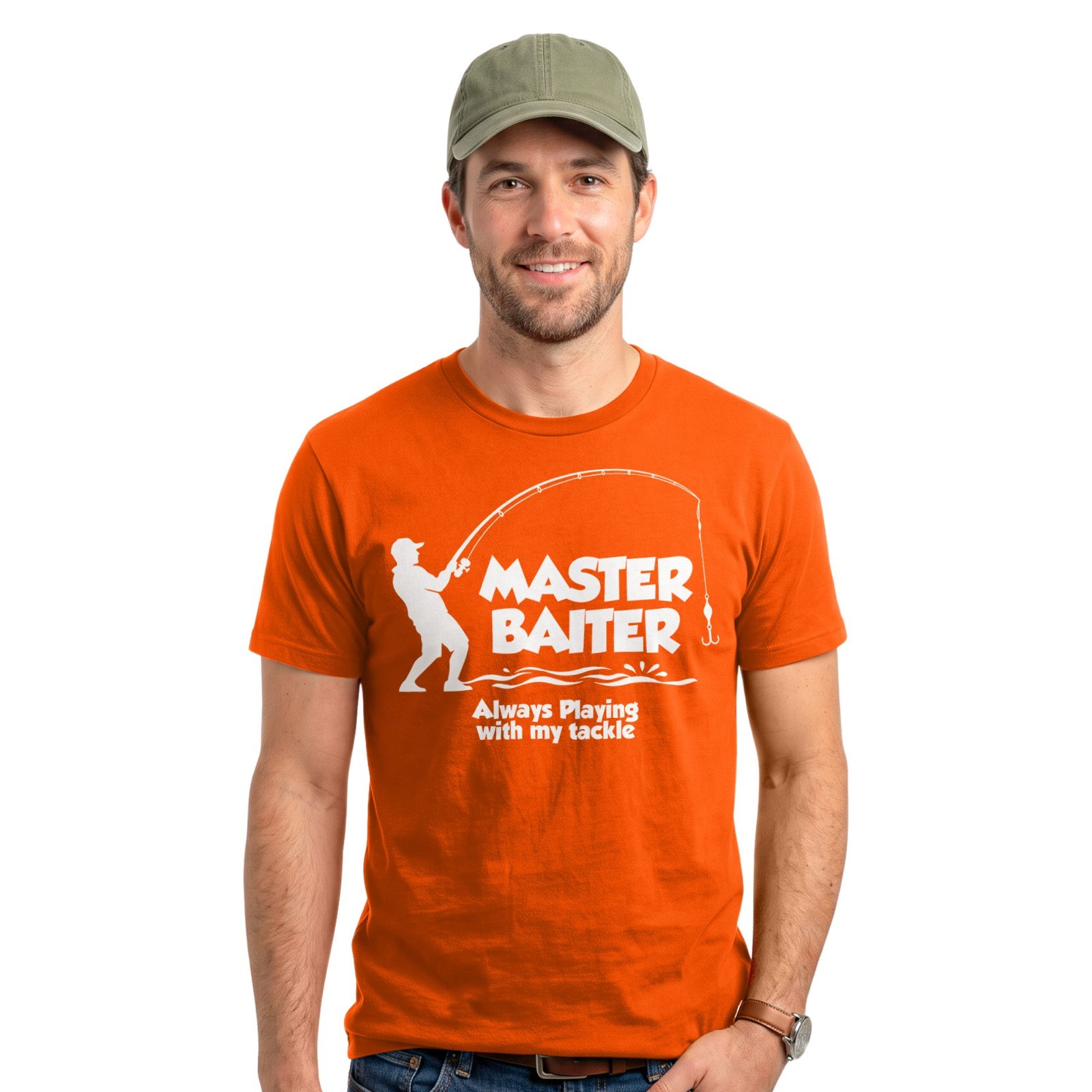 Funny Fishing Master Baiter T-Shirt Angler Fisherman Angling Dad Joke Tee