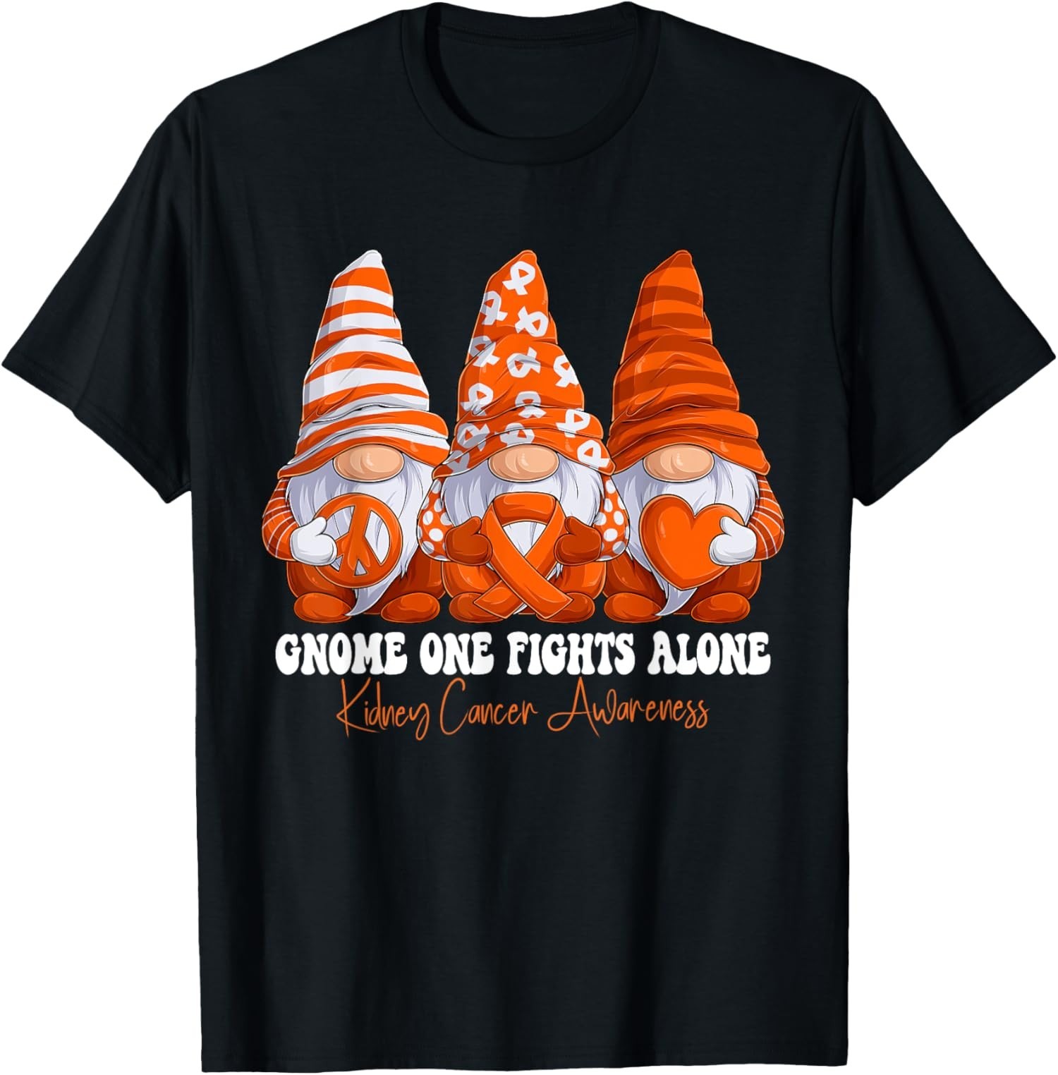 Kidney Cancer Awareness Month Orange Ribbon Gnomies Unisex T-Shirt
