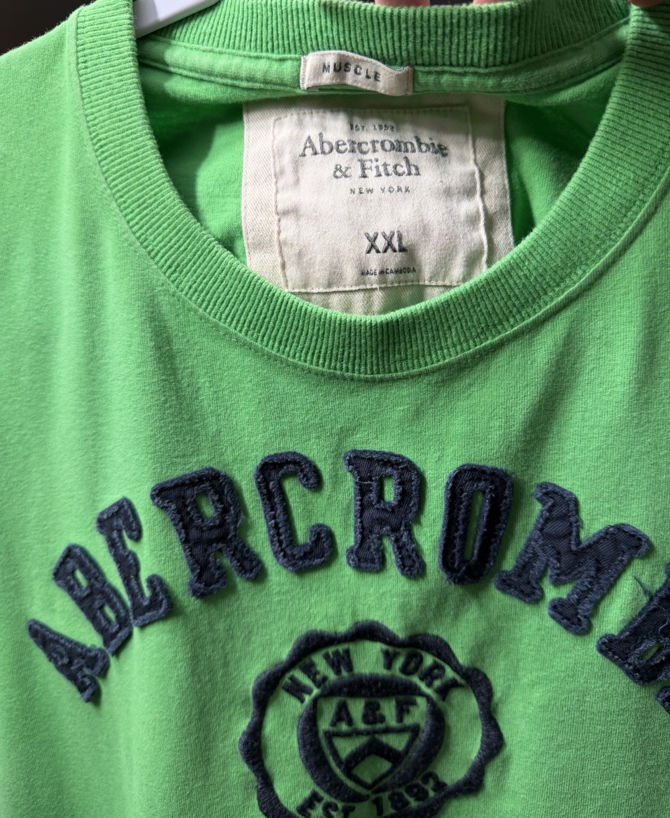 90’s Vintage Abercrombie & Fitch Men’s 2XL Green Graphic Logo Short Sleeve Tee