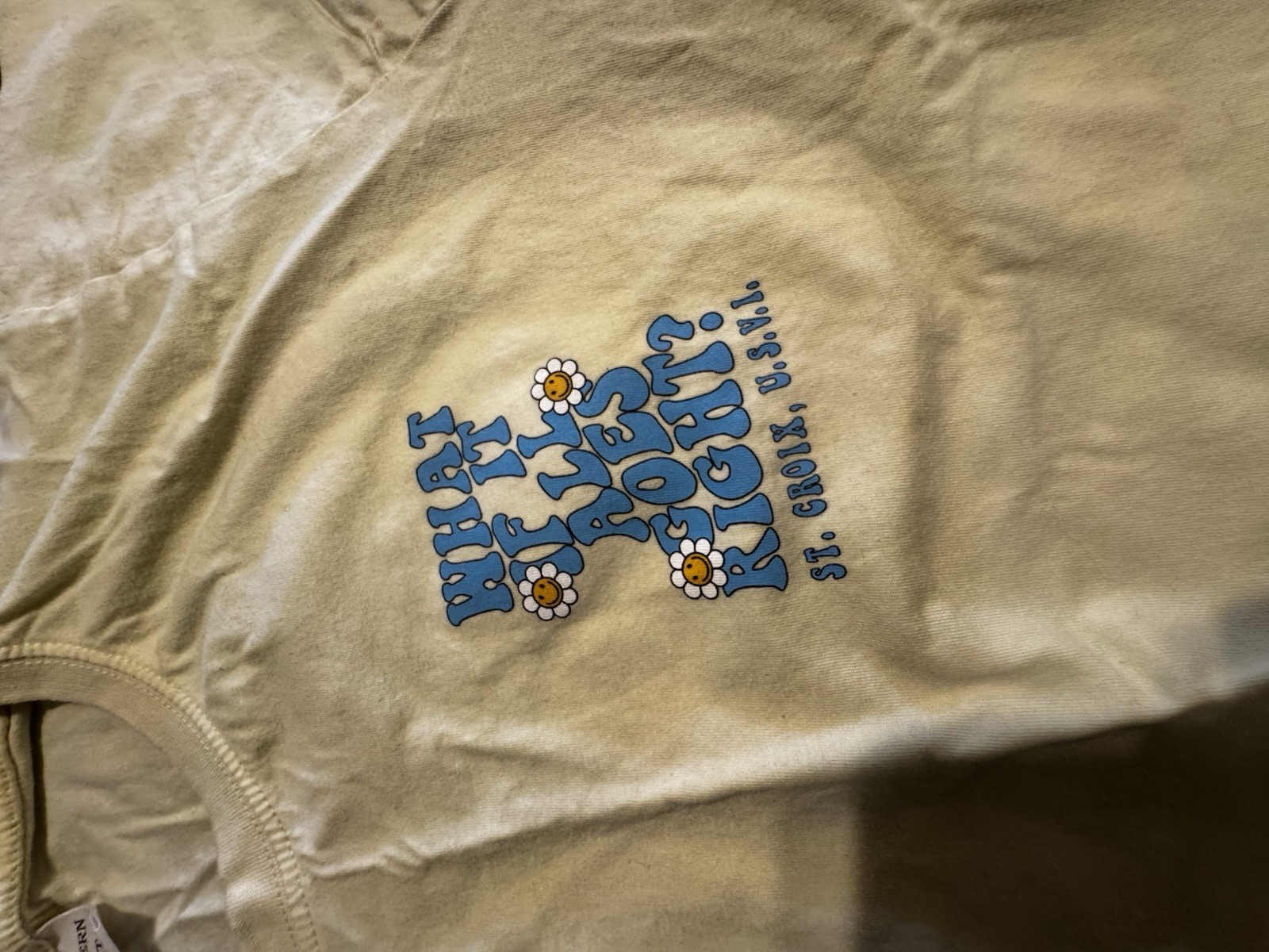 Southern Spirit Men’s L Beige St. Croix USVI Graphic Tee Cotton Knit Crew Neck