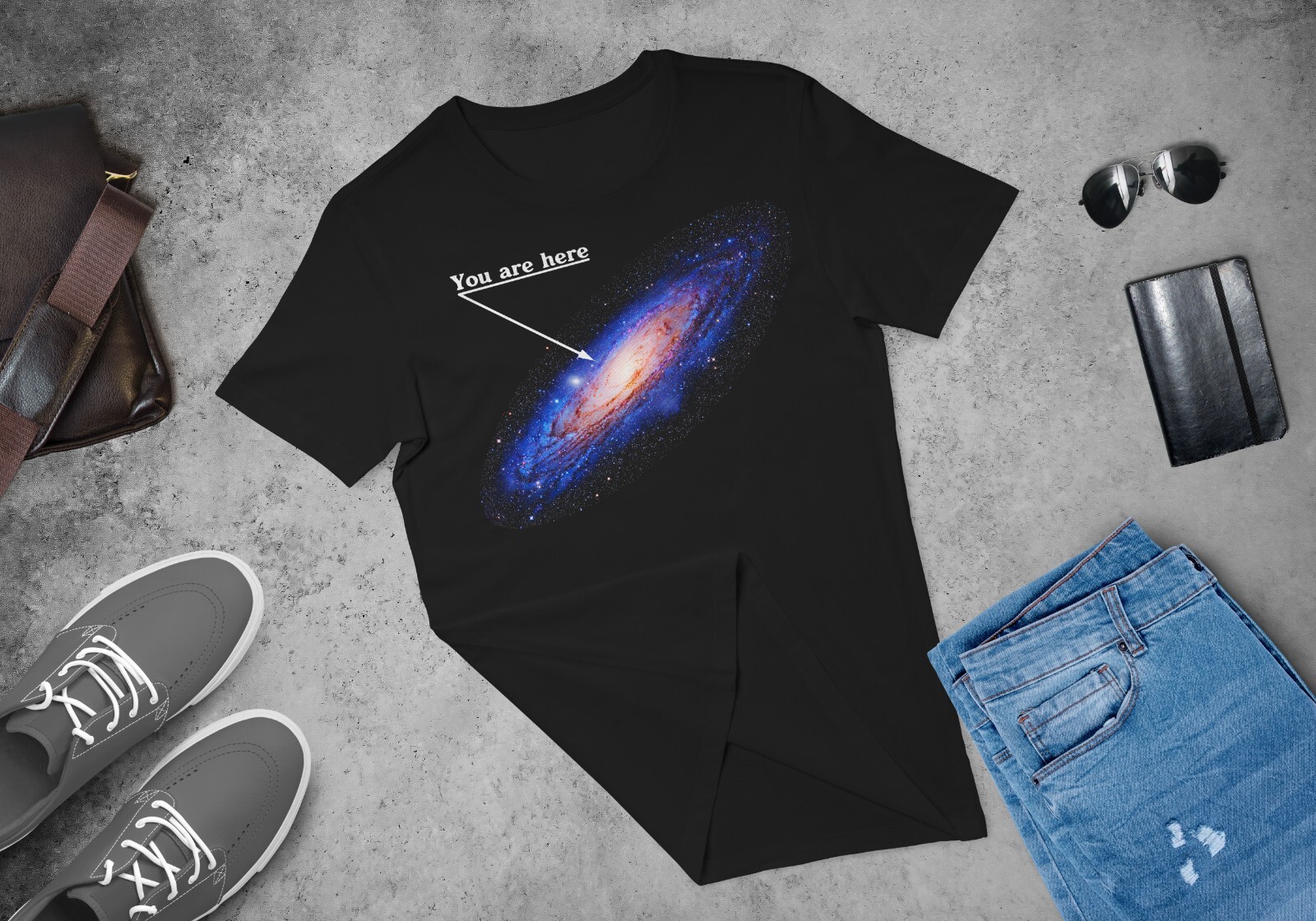 You are here: Milky Way galaxy map — Short-Sleeve Unisex T-Shirt, space t-shirt