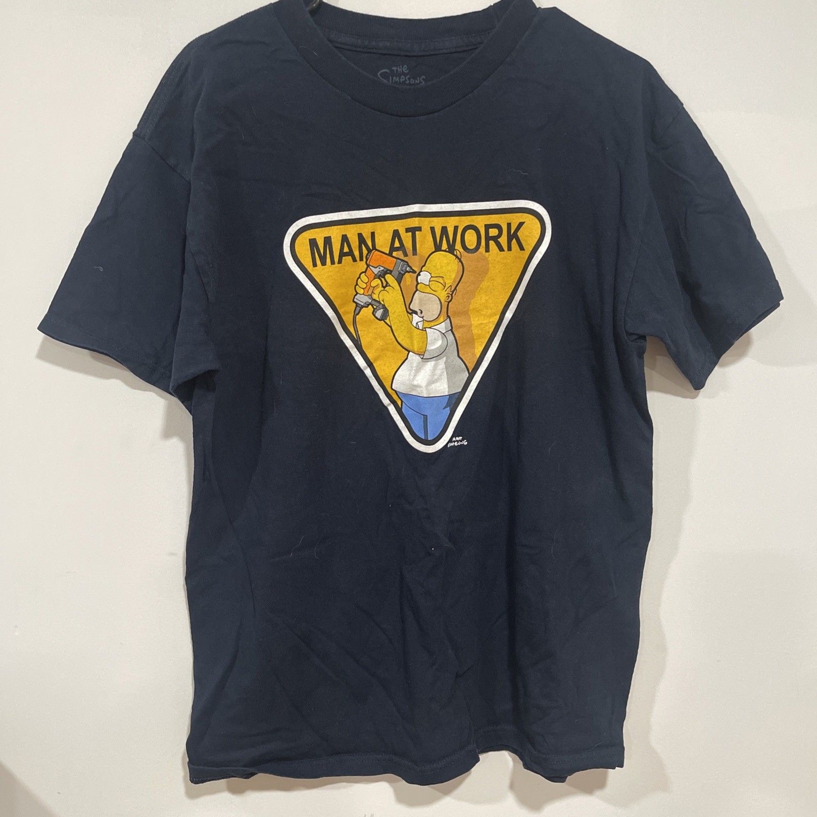 The Simpsons Homer Simpson Man At Work Graphic T-Shirt Navy Blue Men L