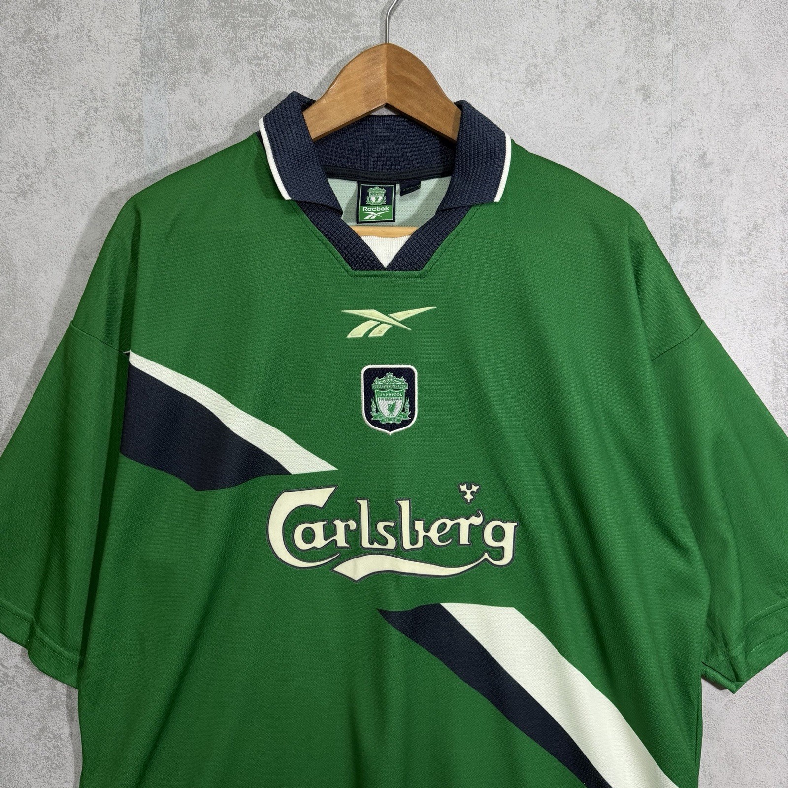 Vintage Liverpool Reebok Mens 1999/2000 Away Kit Jersey Green Size XL