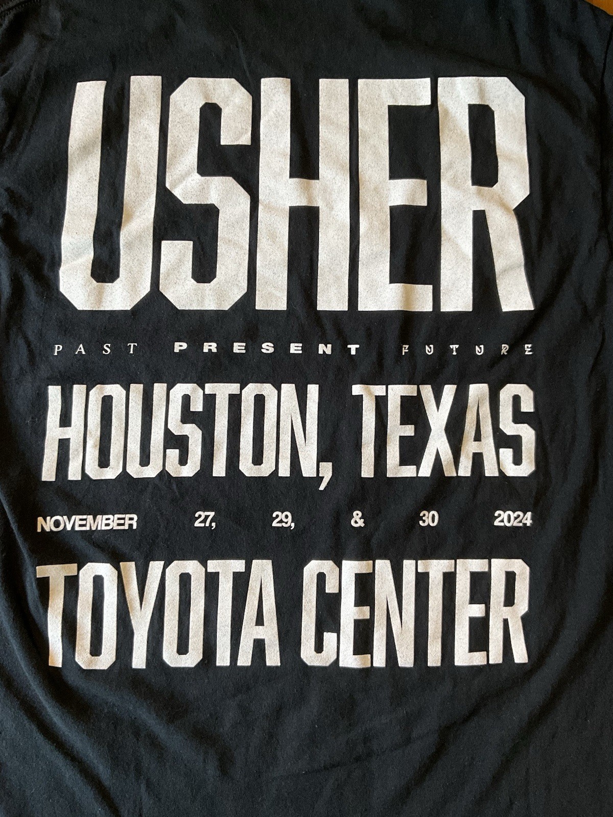 Usher Past Present Future Tour Concert T-Shirt 2024 Houston Tx Toyota Center SzM
