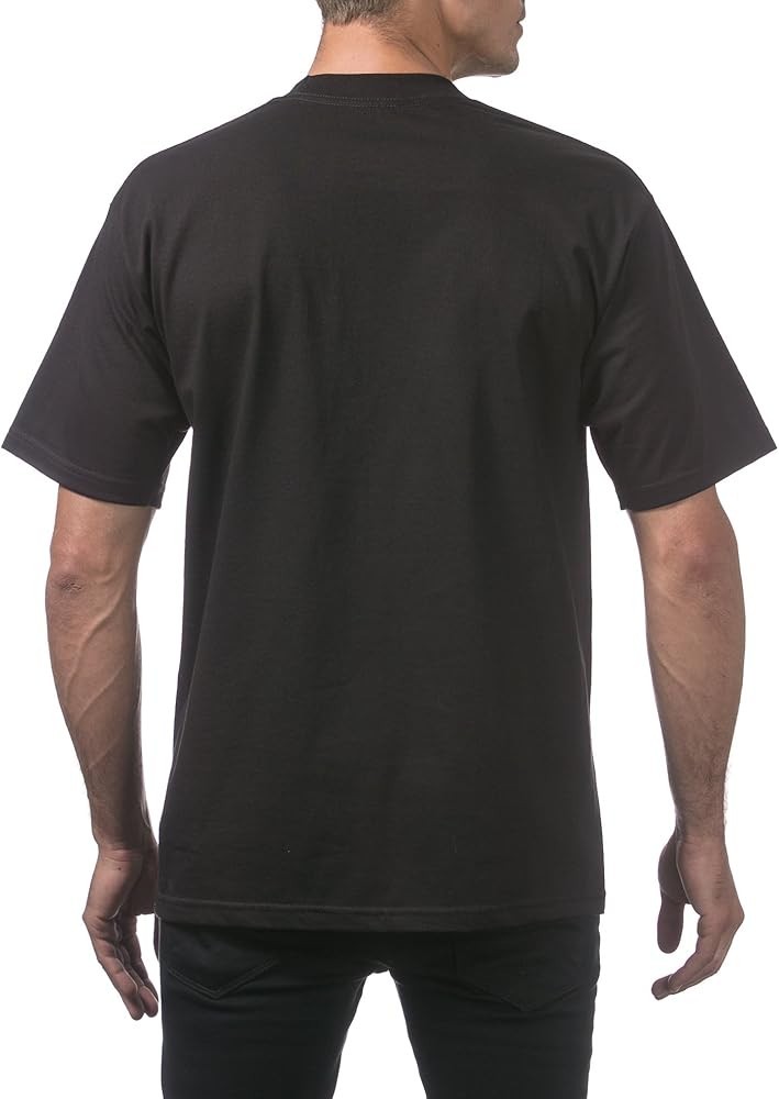 Pro Club Men’s Heavyweight Cotton Crew Neck Short Sleeve T-Shirt, Black