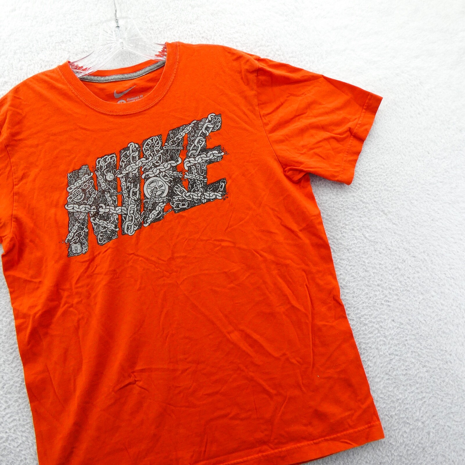 Nike Shirt Mens Medium Orange Regular Cotton Tee Beach Casual Summer Gym Sport
