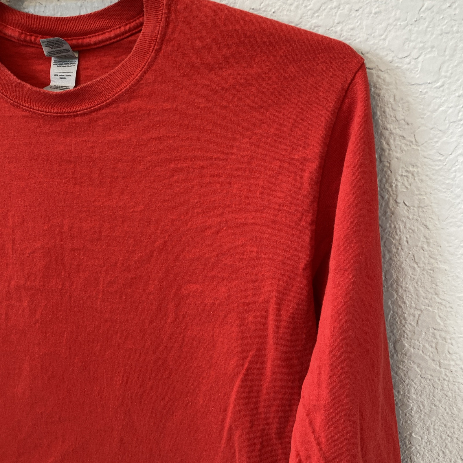 Gildan LONG SLEEVE PULLOVER Tee SHIRT MENS M Red. #R