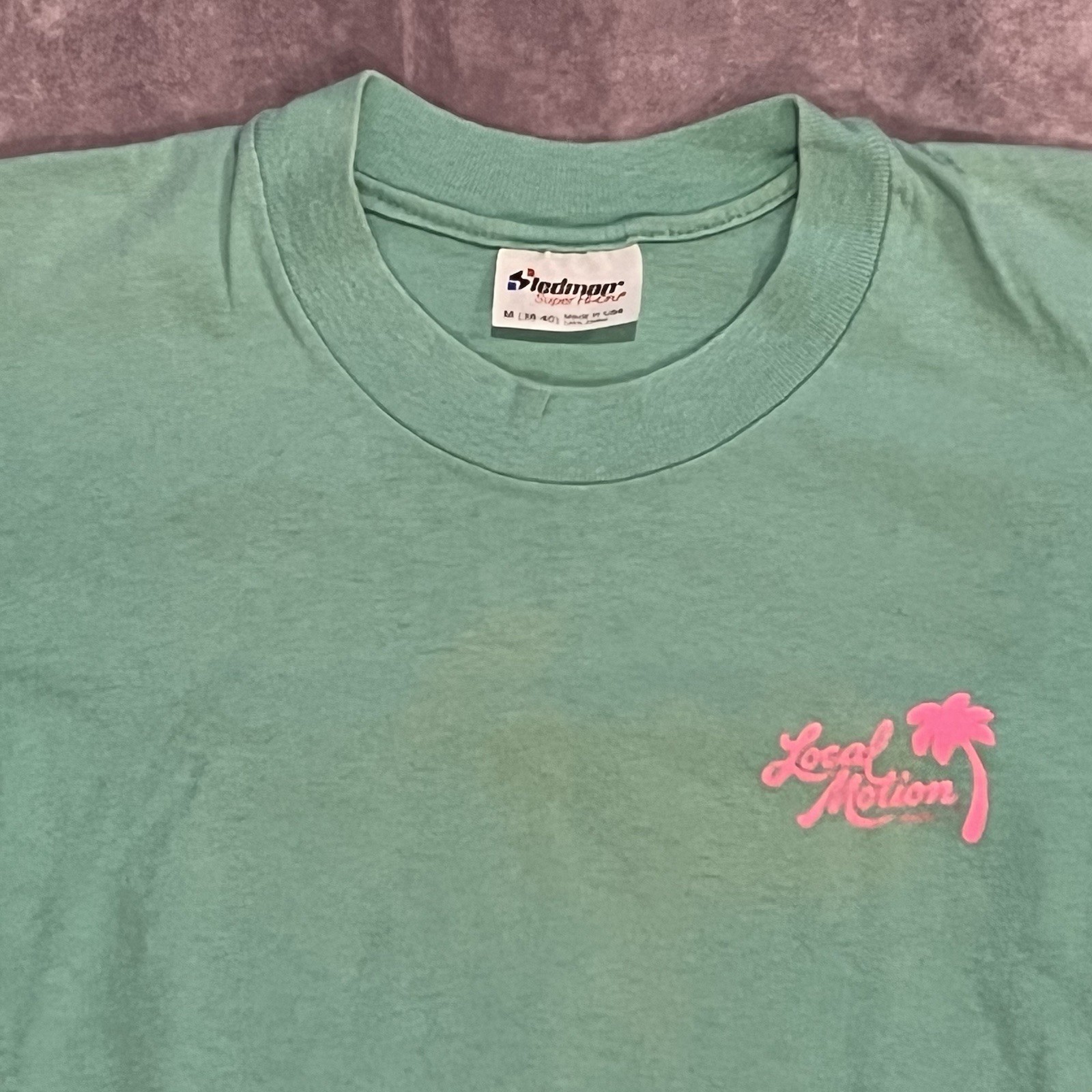 Vintage 1987 Green Local Motion Hawaii Surf Single Stitch T-Shirt Boys Medium