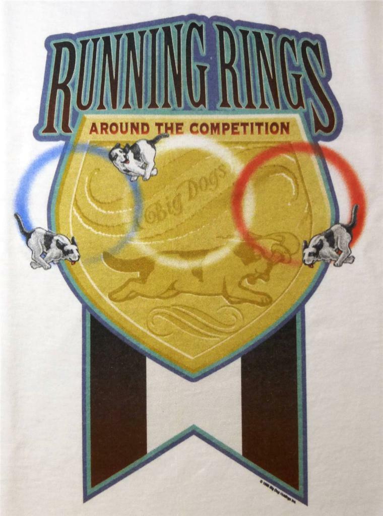 Running Rings Competition Olympics Big Dogs White Tee Shirt L XL 2X 3X 4X 5X 6X