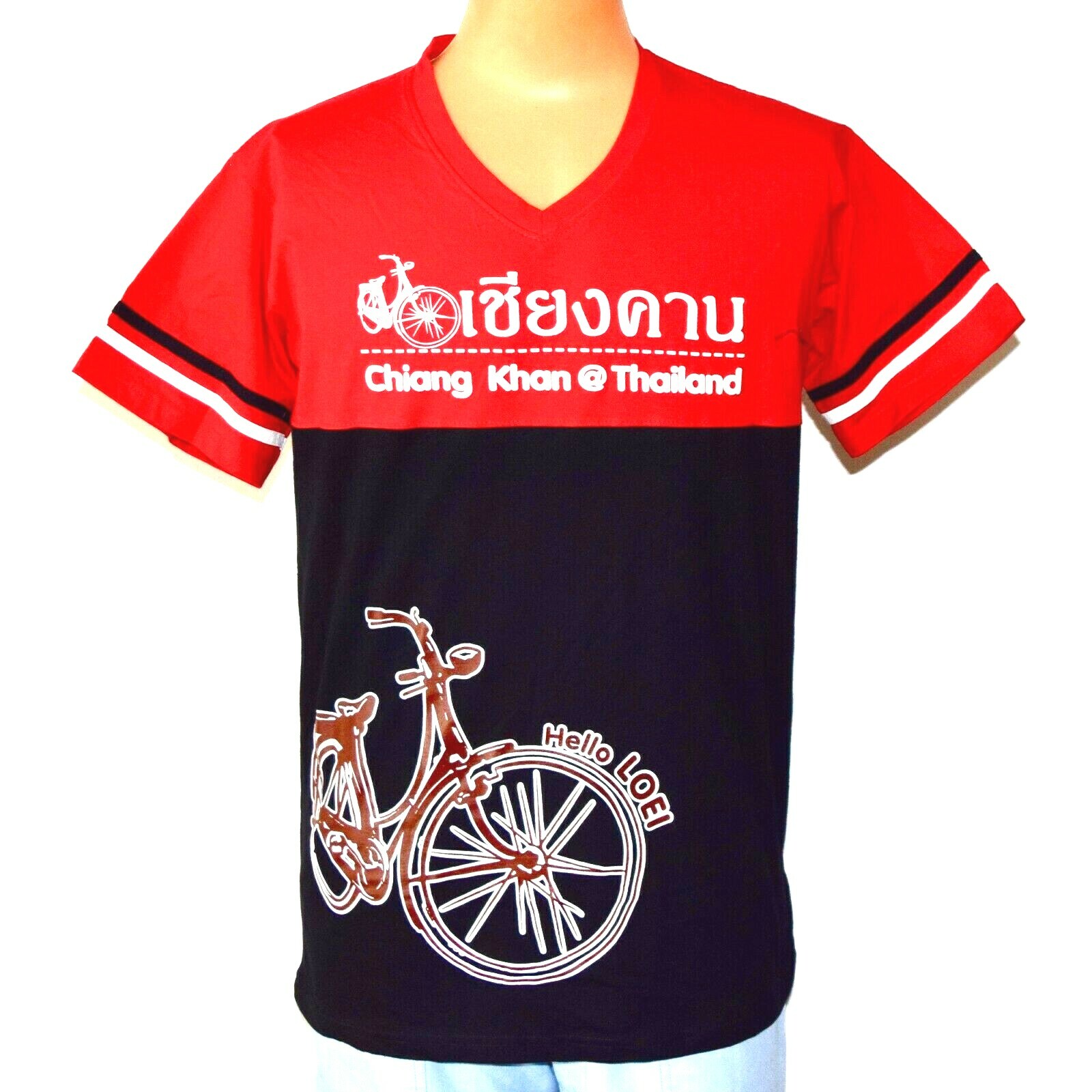 Chiang Khan THAILAND TShirt Men’s Size XL Deep Red Bicycle Bike Hipster Town NEW