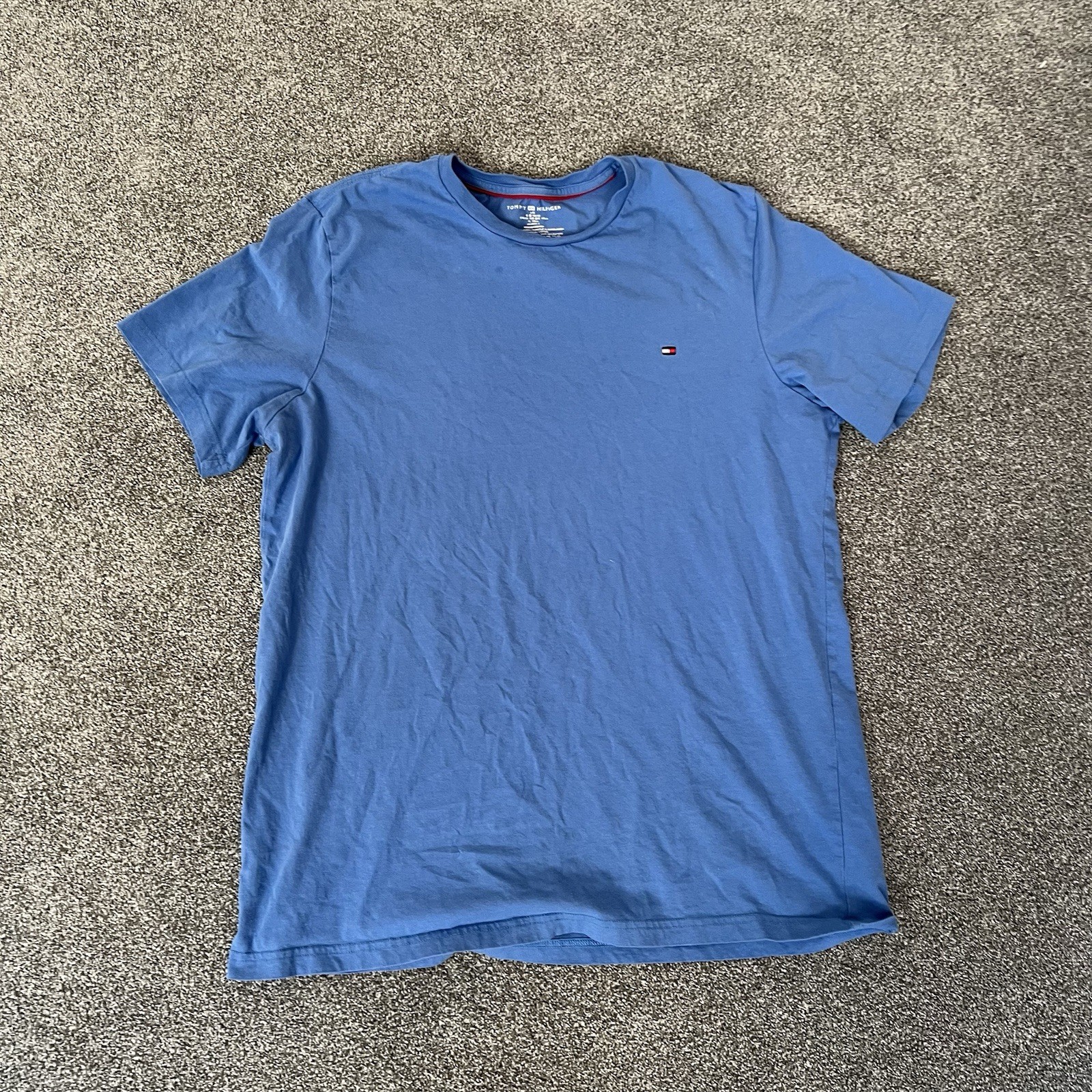 Tommy Hilfiger T Shirt Blue Flag Logo Short Sleeve Tee Mens L