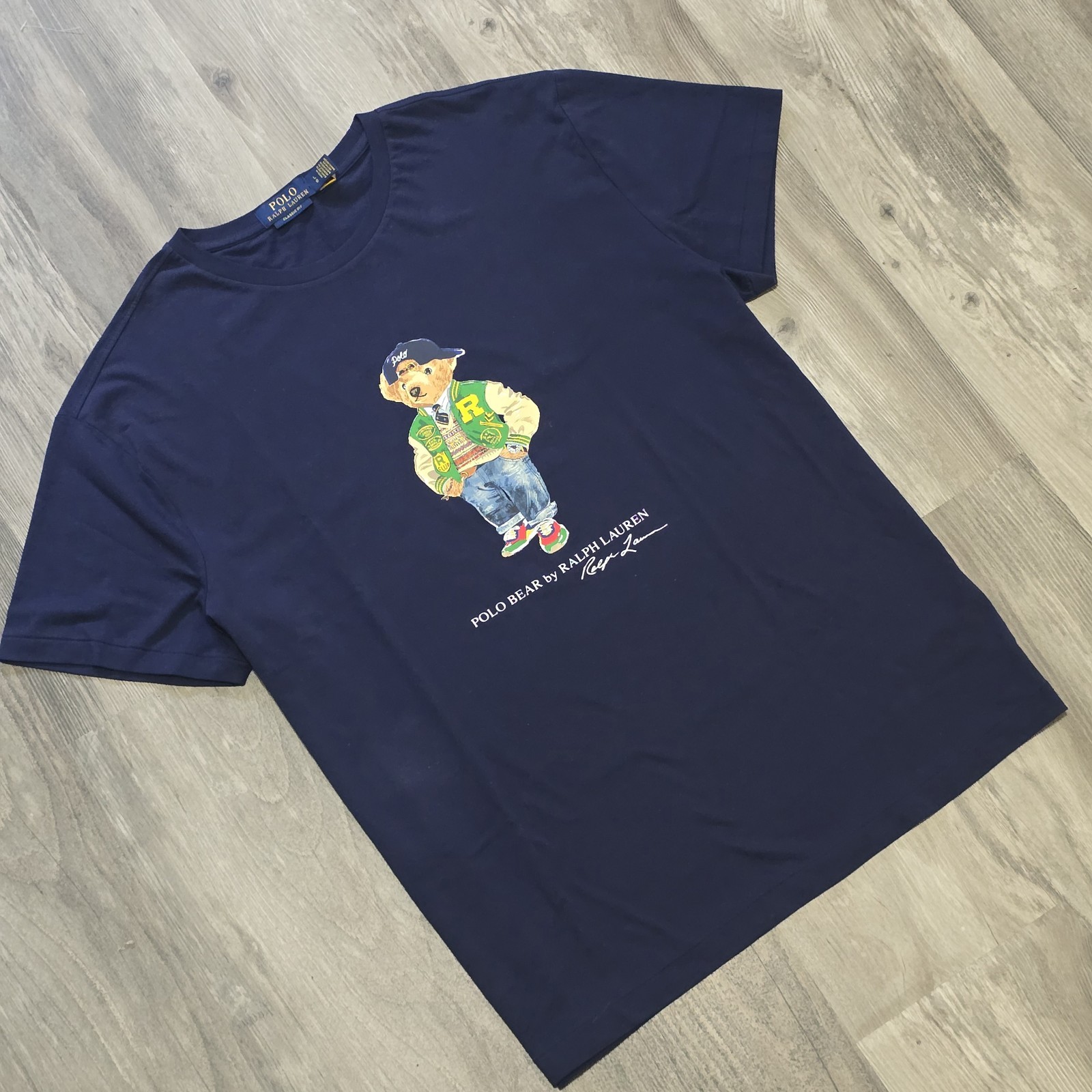 Polo Ralph Lauren Classic Fit Polo Bear Varsity Jersey T-Shirt Navy Short Sleeve