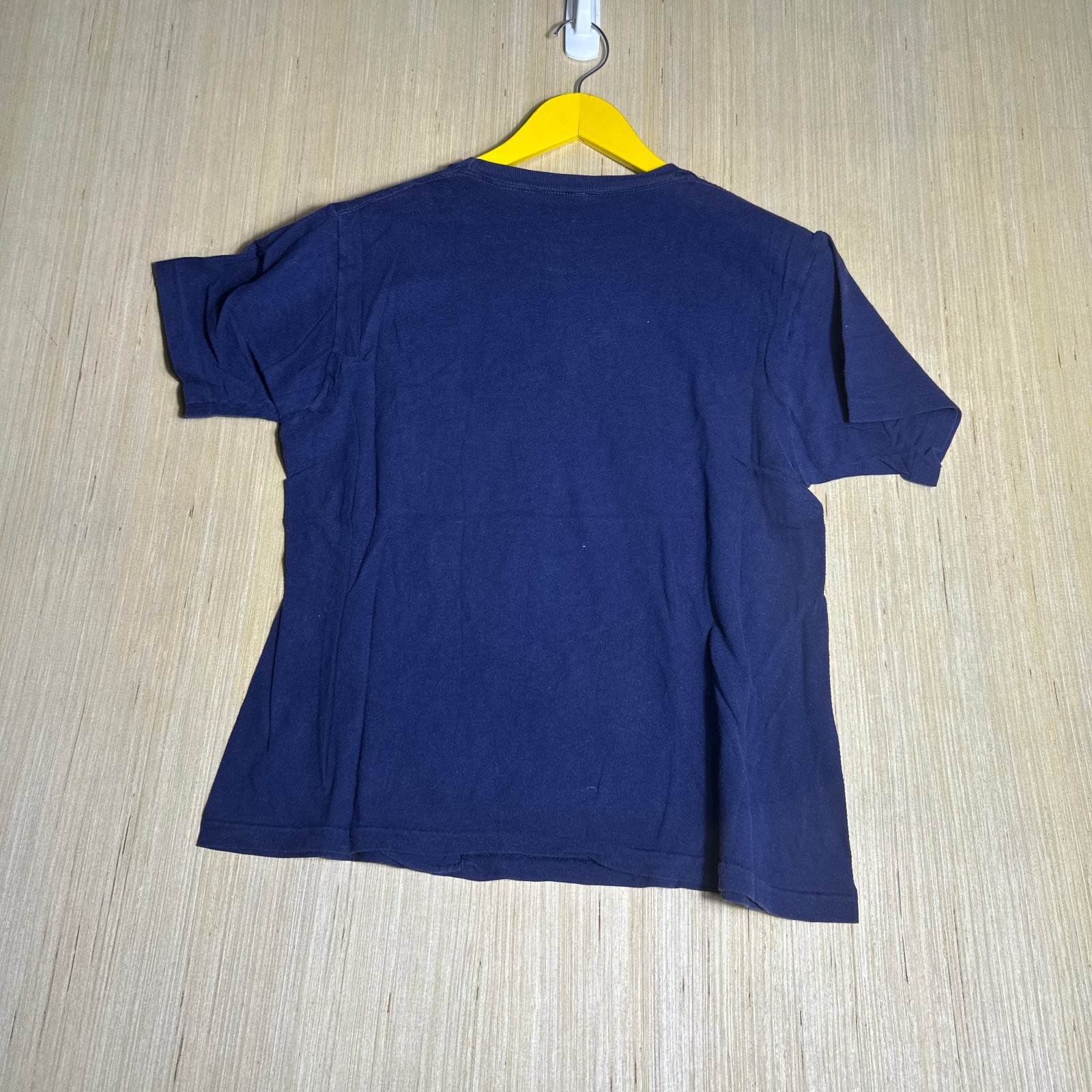Vintage 80s Blank Blue Shirt Adult Medium Blue Short Sleeve Pocket Pullover