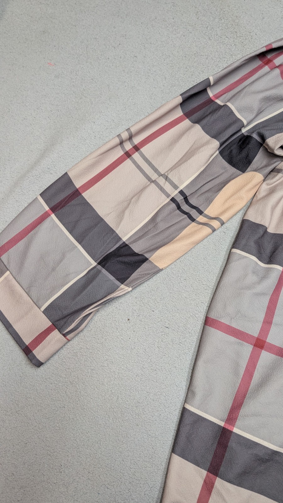 Men’s 6XL Gray Beige Plaid Button Front Shirt Long Sleeve Lightweight Stretch