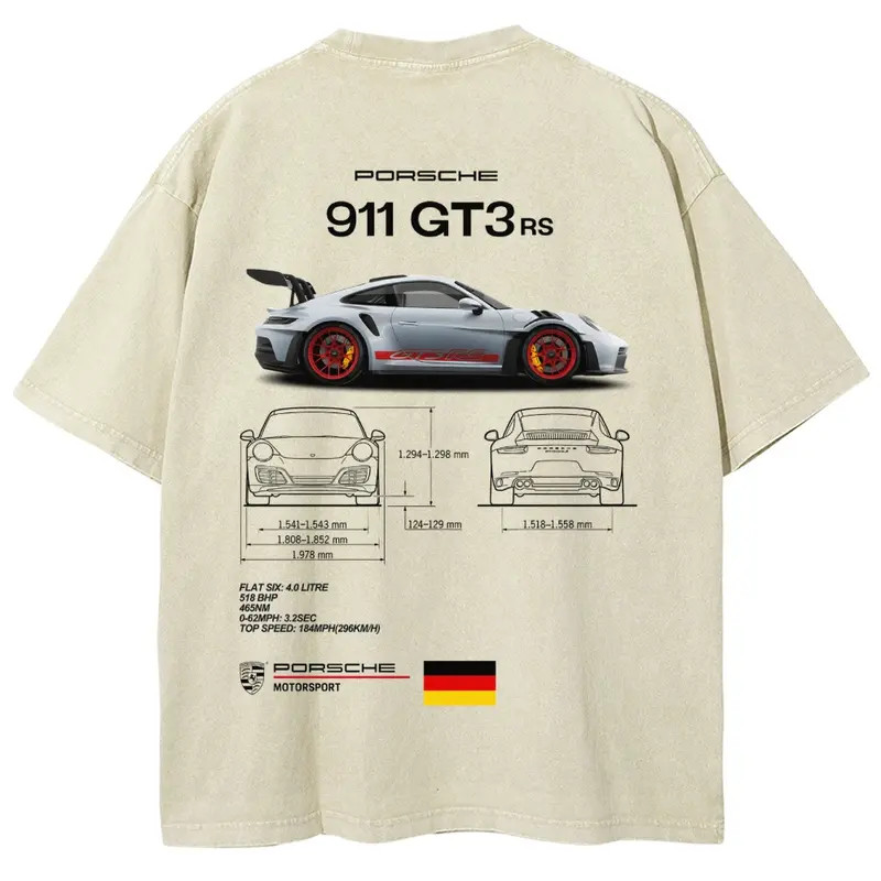 Graphic Tee Vintage 911 Car T-Shirt Streetwear Retro Racing Shirt for Men