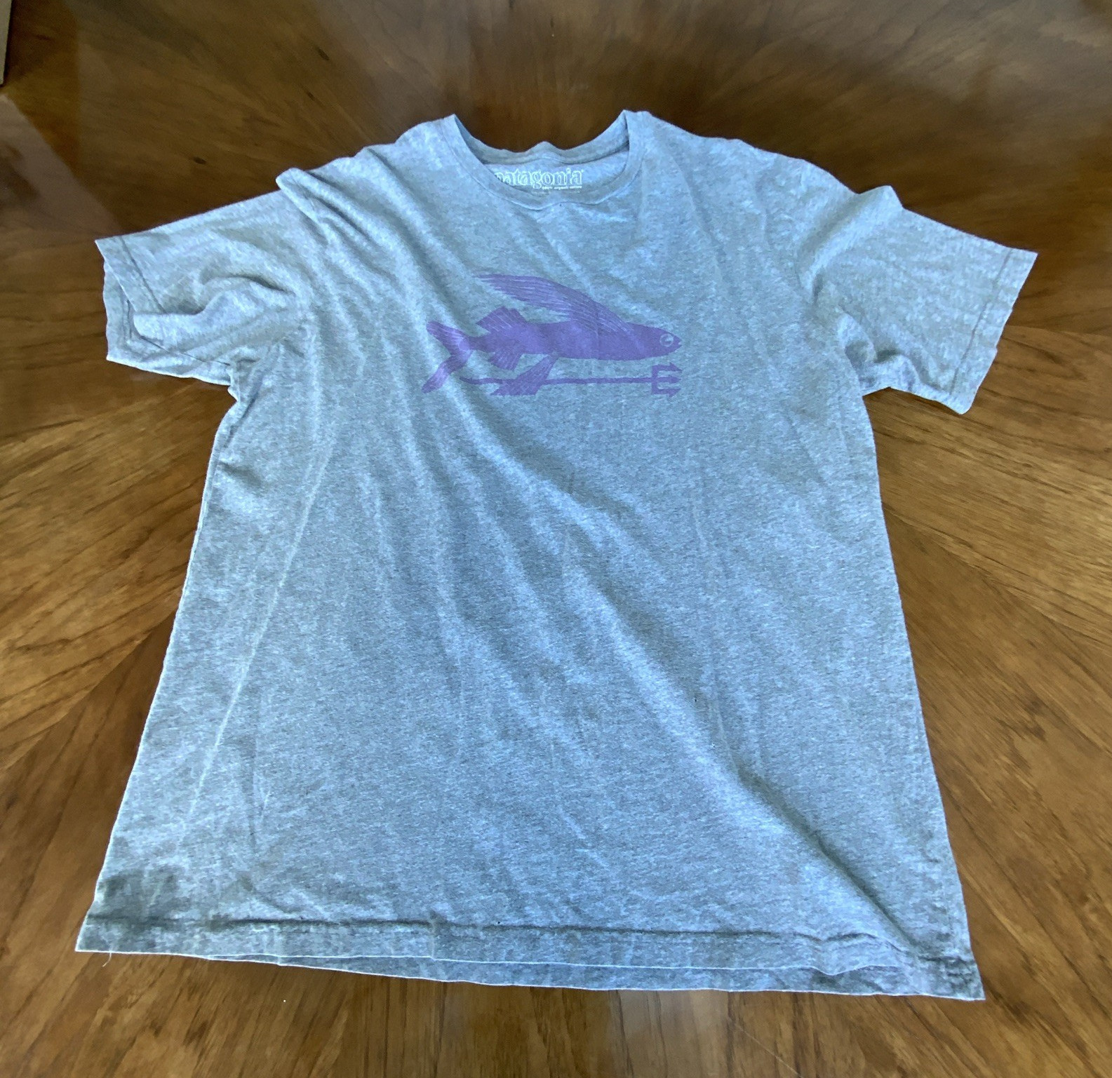 Patagonia Men’s Gray Fish Logo Graphic Crew Neck Short Sleeve T-Shirt Size L