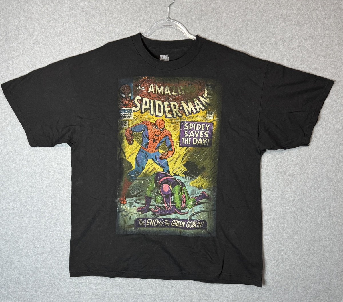 Marvel Spider Man Shirt Mens 2XL Black Amazing Comic Book Tee Green Goblin 2010s