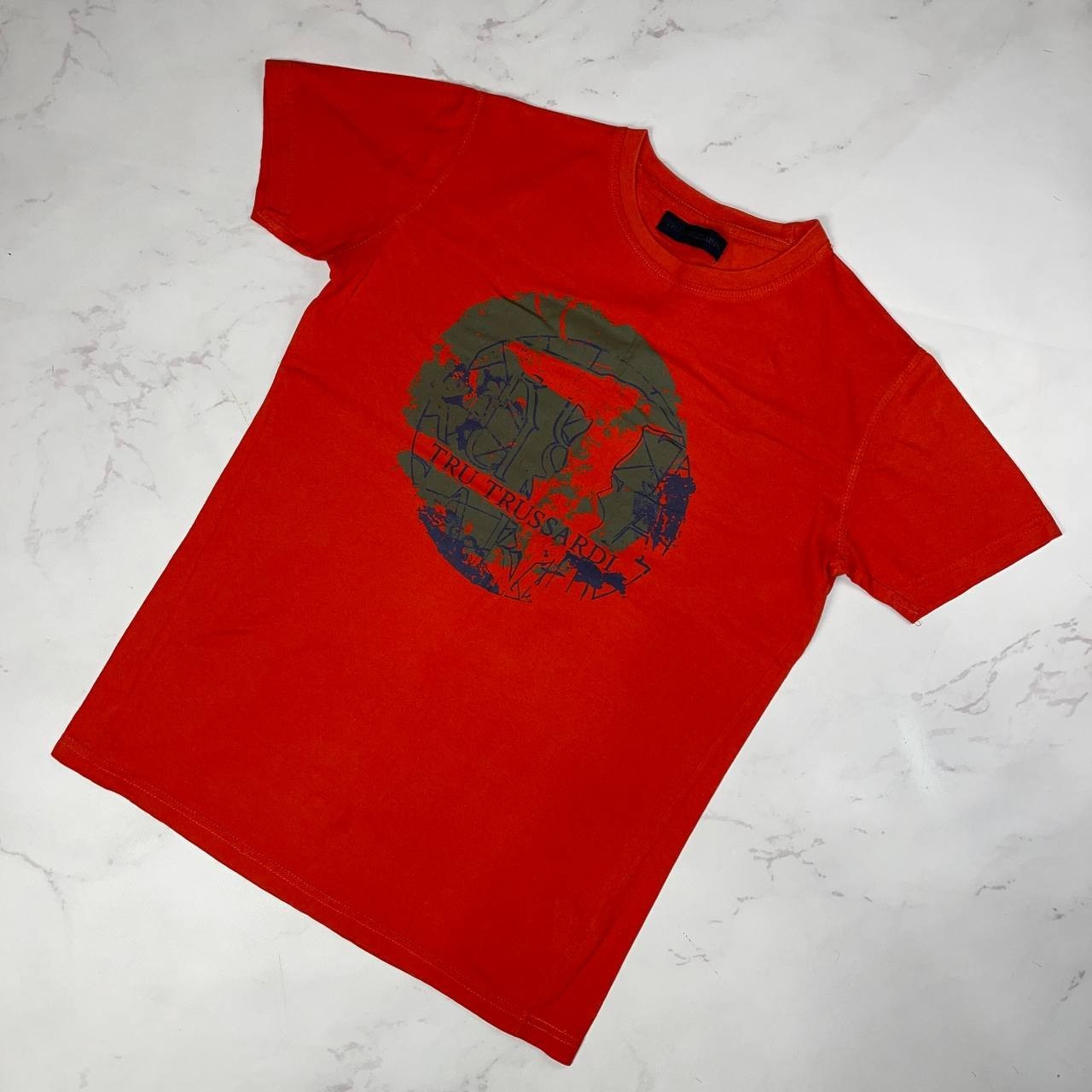 Vintage T-shirt Trussardi Big Logo Luxury tee Short Sleeve Red Size S