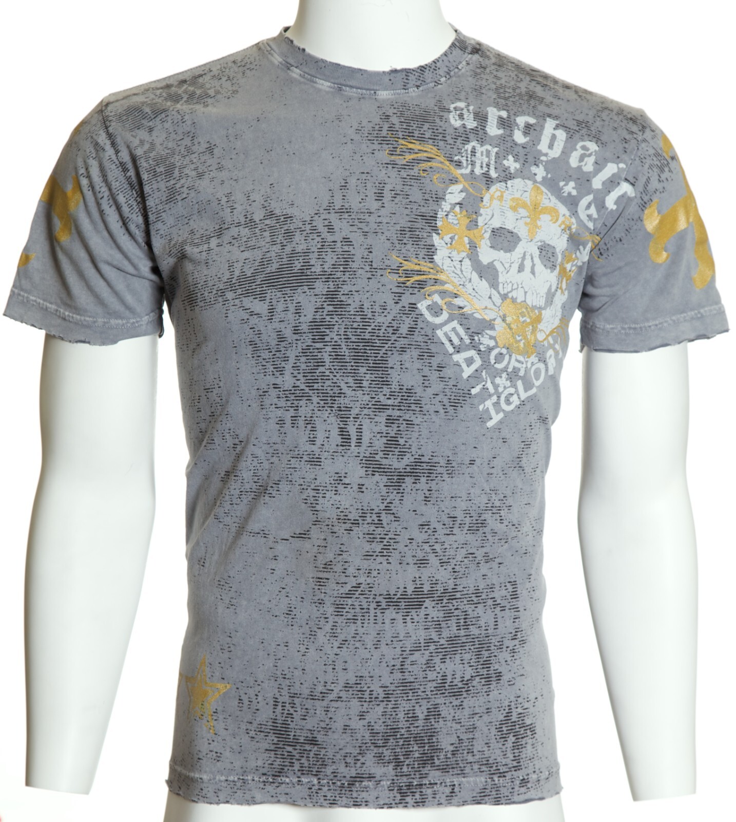 ARCHAIC by AFFLICTION Silver TRAMP Short Sleeve Slim Fit Y2K T-shirt 3XL 4XL NWT
