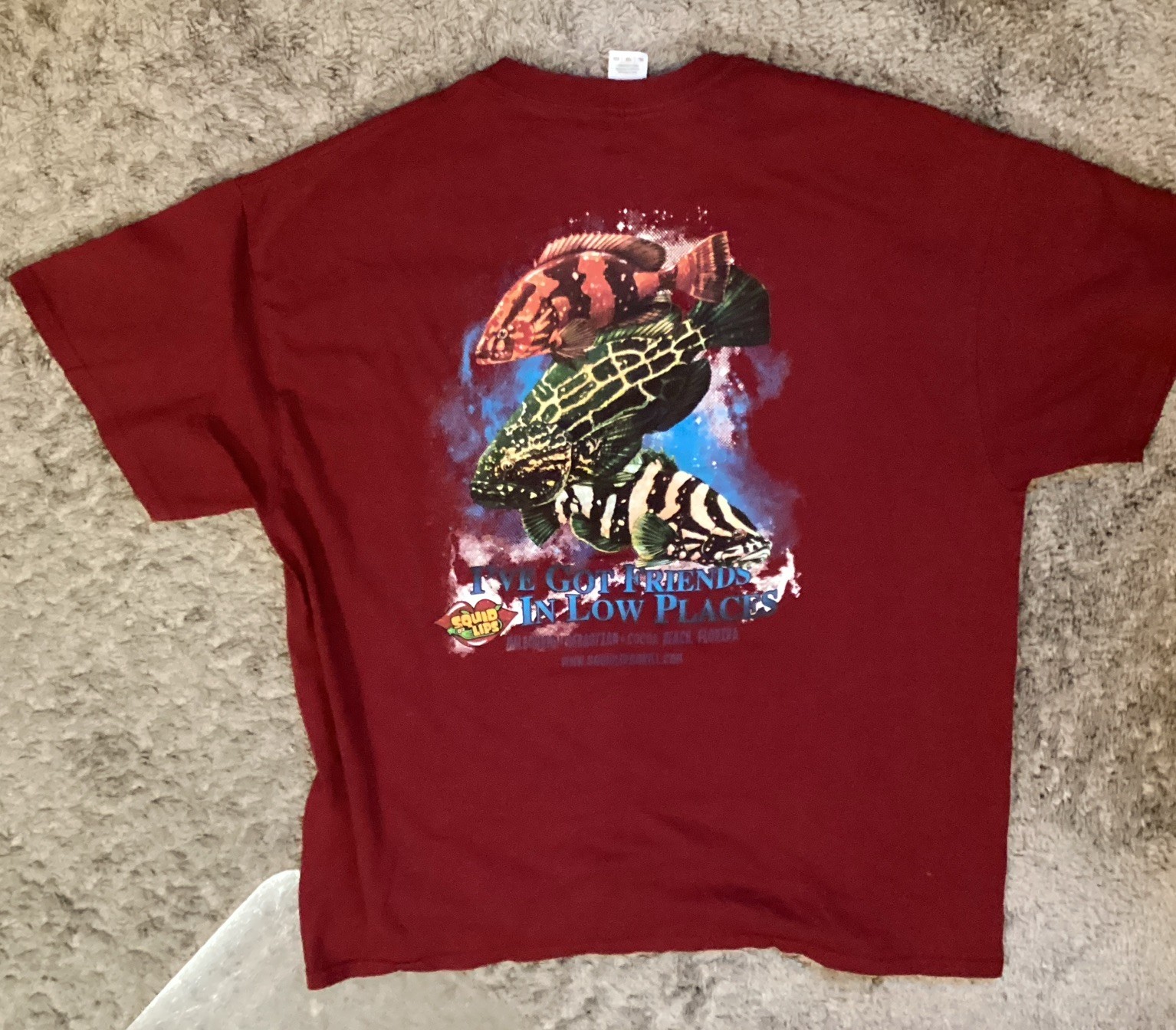 Squid Lips Overwater Grill Maroon Graphic T Shirt XL Florida Grouper Graphic