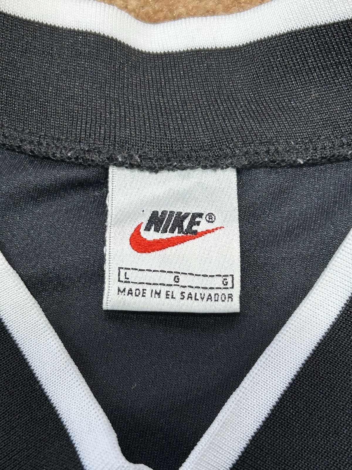 Vintage Nike Long Sleeve Shirt 90s–00s Black White Swoosh Pullover Mens Large