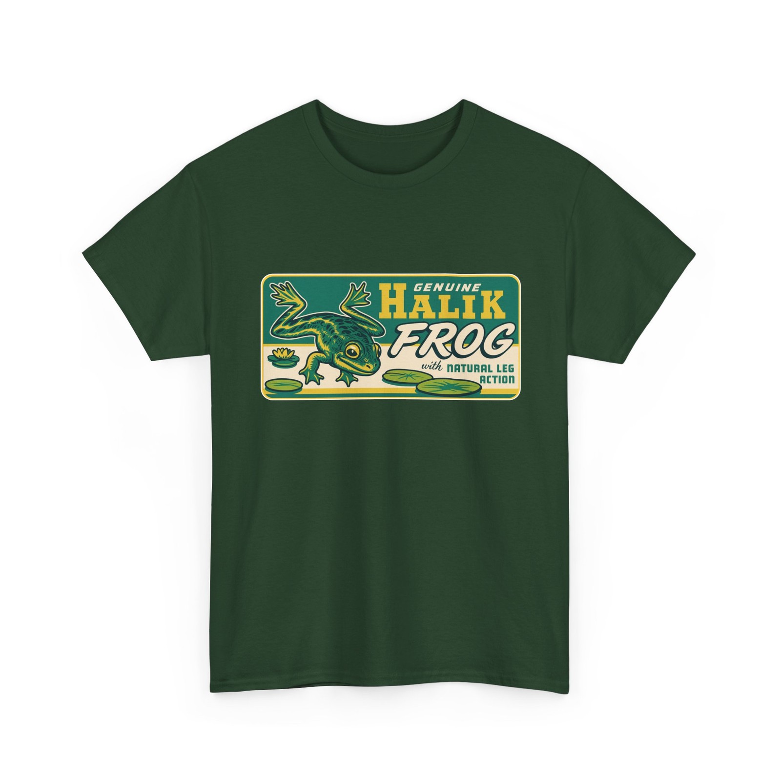 Genuine Halik Frog Natural Leg Action Vtg Fishing Lure Box Art Graphic T-Shirt