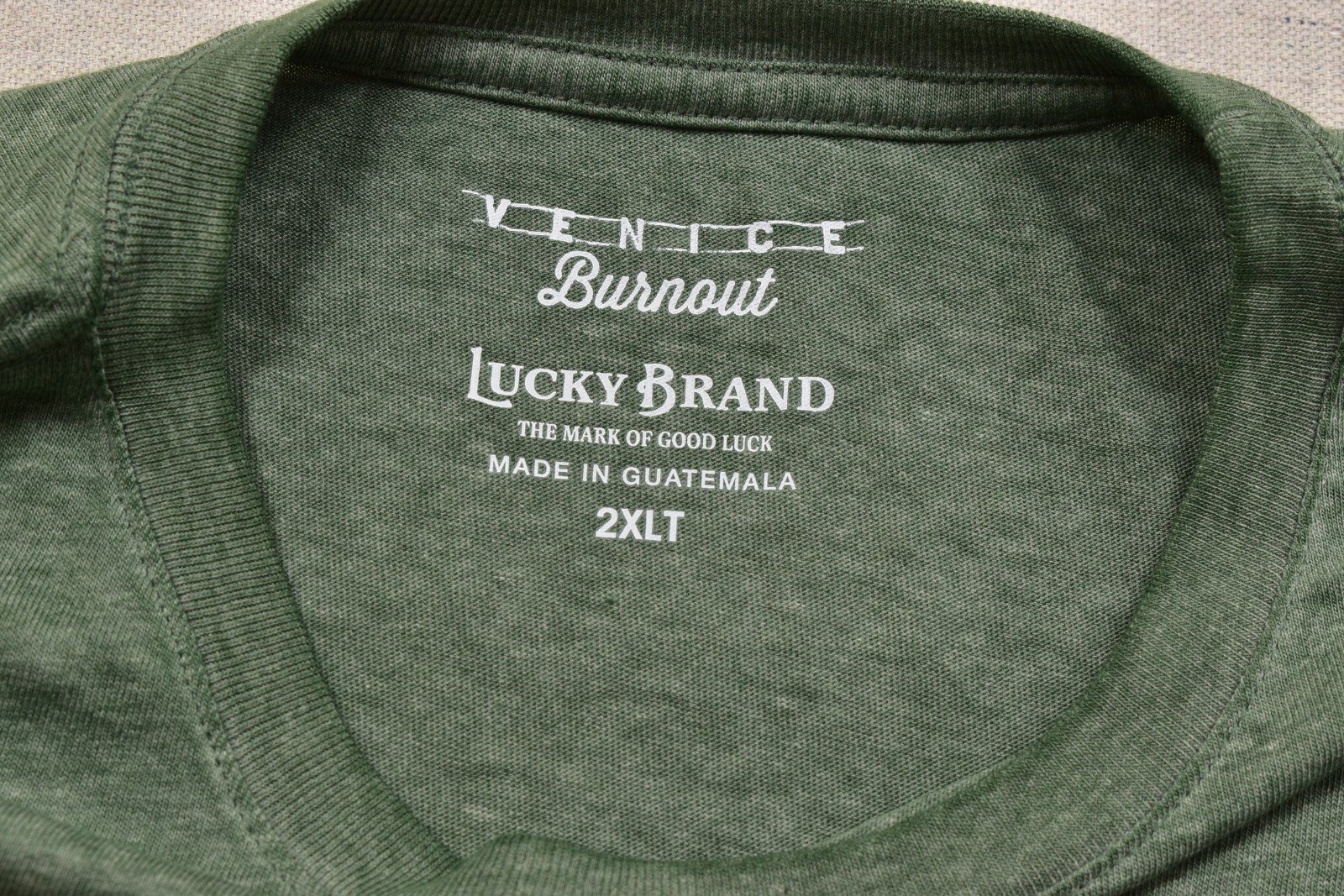 Lucky Brand Men’s Lucky Label Green Short Sleeve Crew Neck Size 2XLT NEW