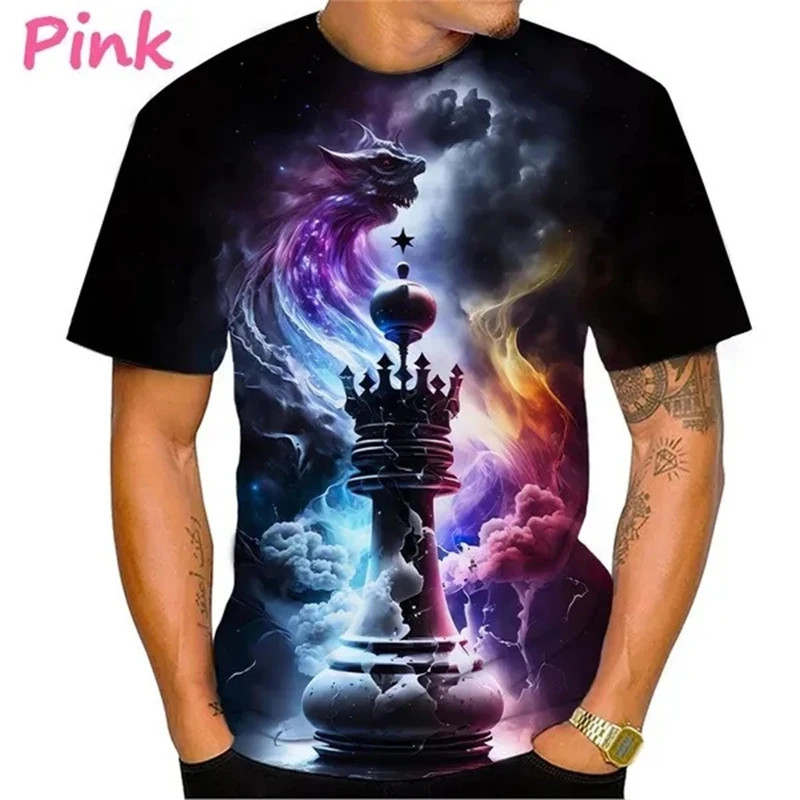 Smart 3D Chess Pieces T Shirt Kids Adults Crew Neck Graphic Tee Style