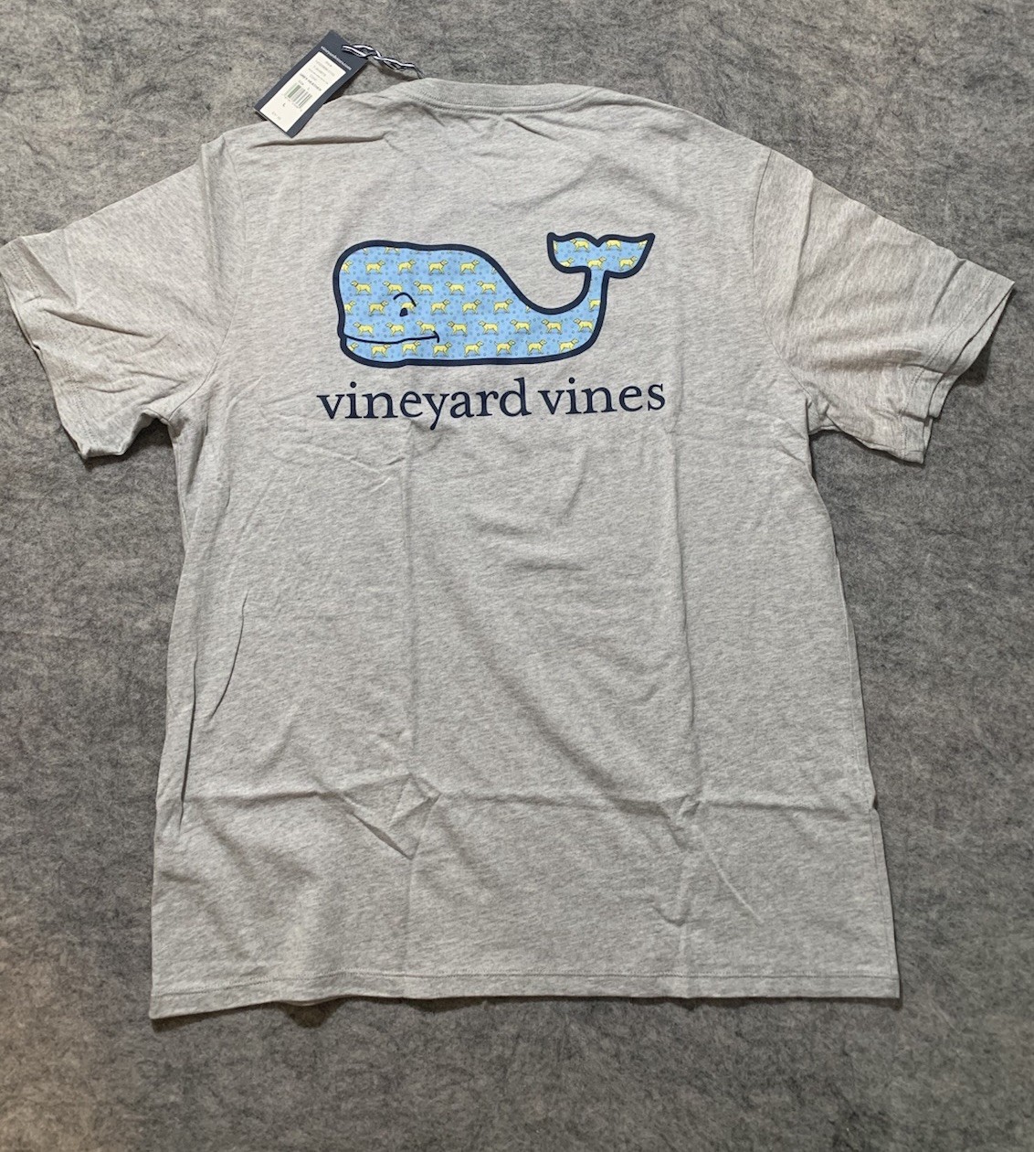 Vineyard Vines Men’s Golden Retriever Dog Whale Gray T-Shirt Size Large NEW NIP