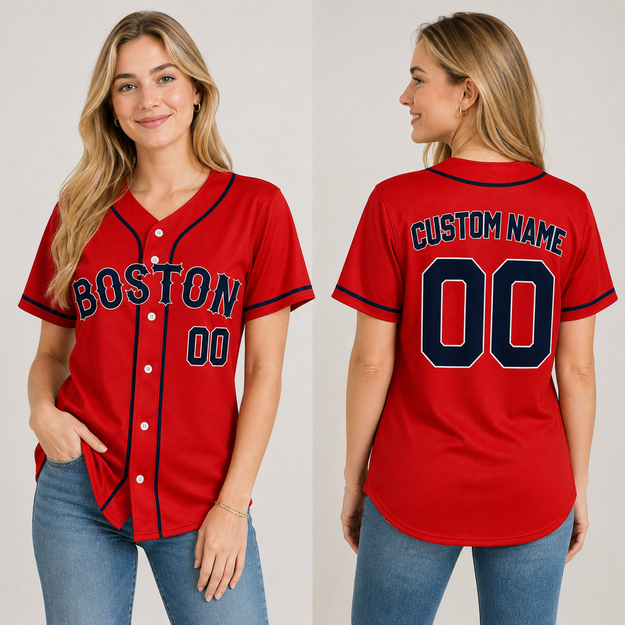 Personalized Boston Baseball Jersey Custom Name Number Shirt Men Women