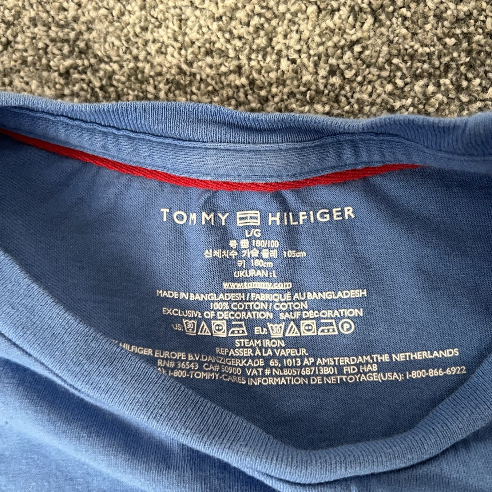 Tommy Hilfiger T Shirt Blue Flag Logo Short Sleeve Tee Mens L