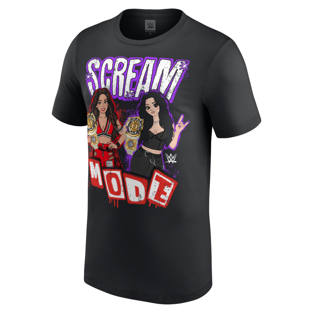 Paige Brie Bella Scream Mode Cartoon Graphic Wrestling T-Shirt Black Tee